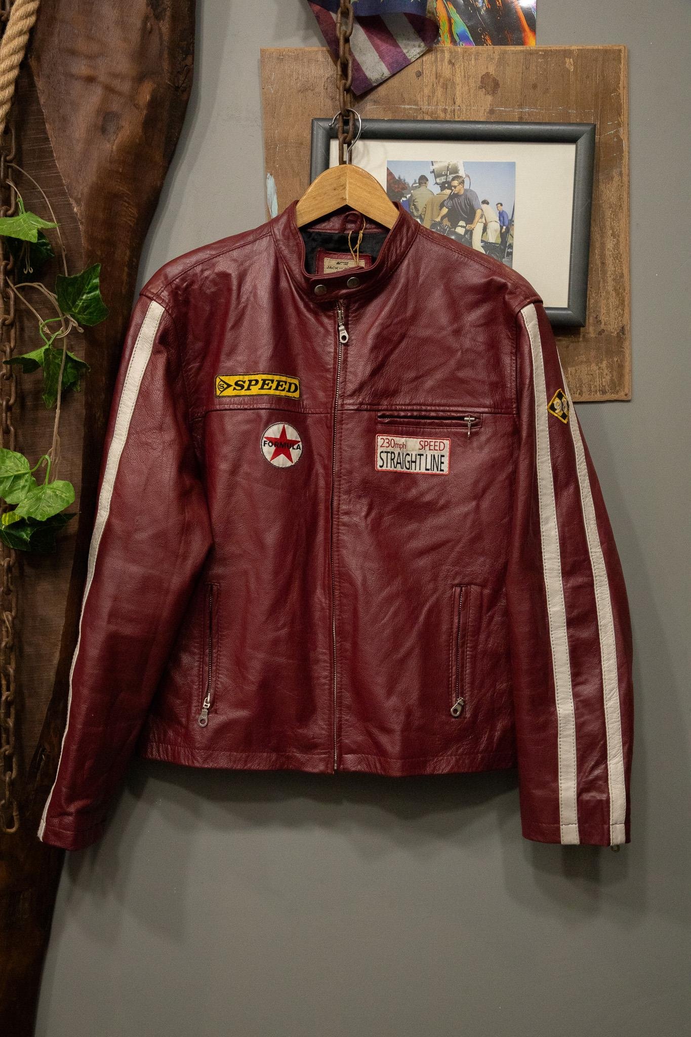 Original Biker Jack Jones Pepper Red 90s Deri Ceket
