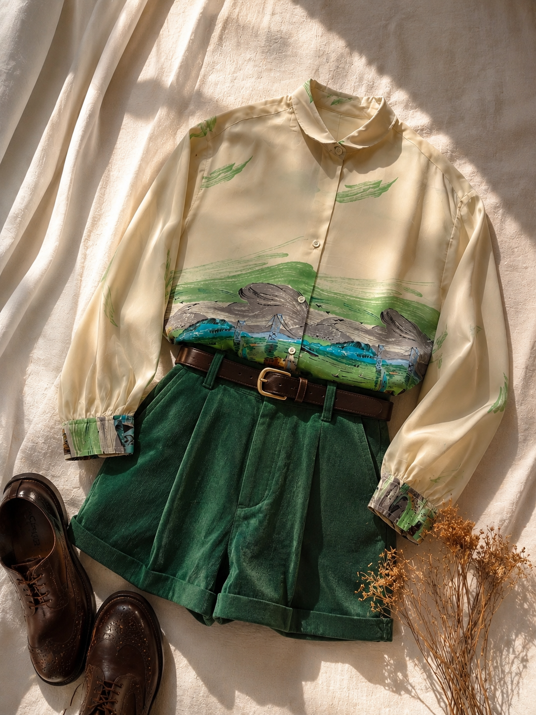 Oversize 80-90s İpek Dokulu Tasarım Gömlek