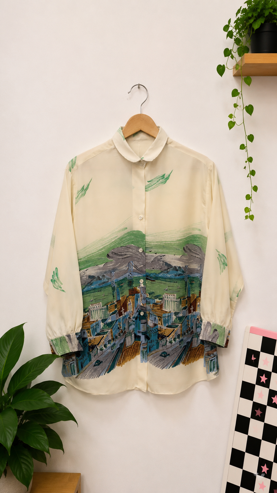 Oversize 80-90s İpek Dokulu Tasarım Gömlek