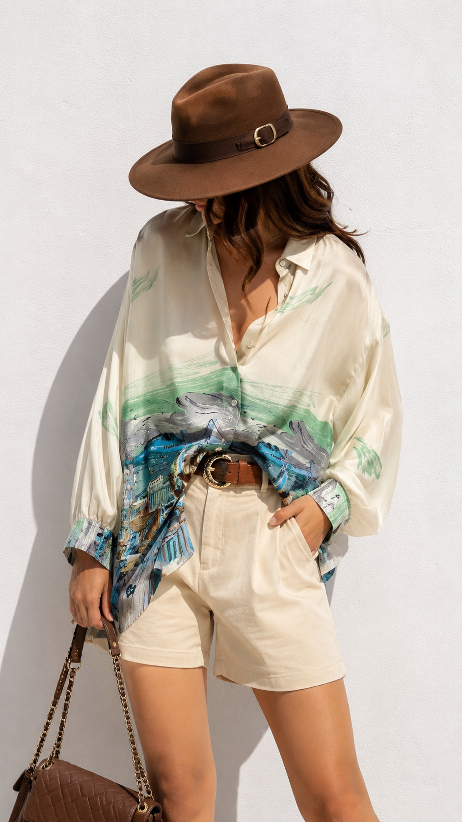 Oversize 80-90s İpek Dokulu Tasarım Gömlek