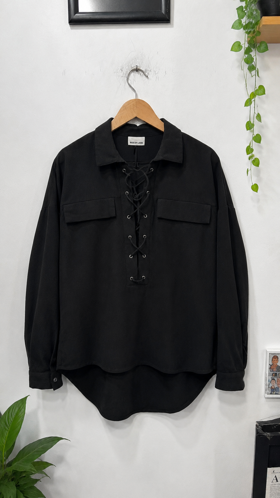 Oversize Bağcıklı Tasarım Gömlek