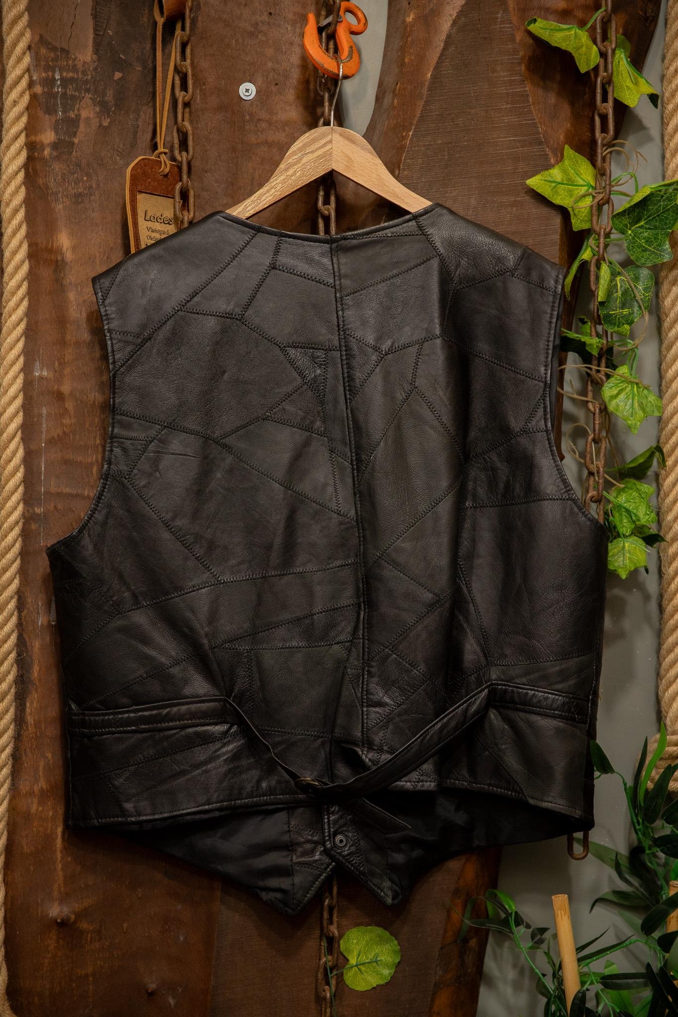 Oversize Black Moto Deri Yelek