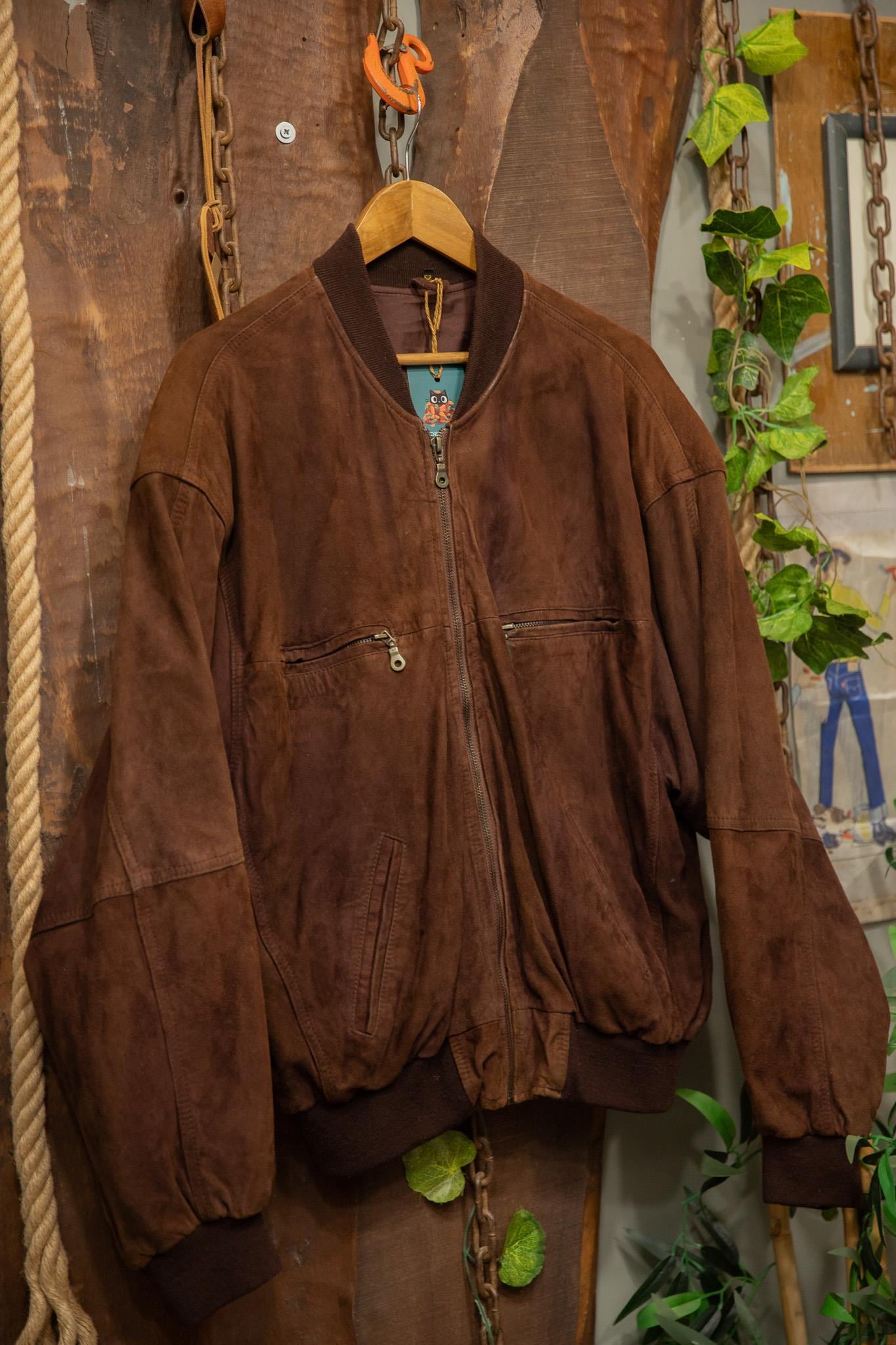 Oversize Chocolate Brown Bomber Deri Ceket