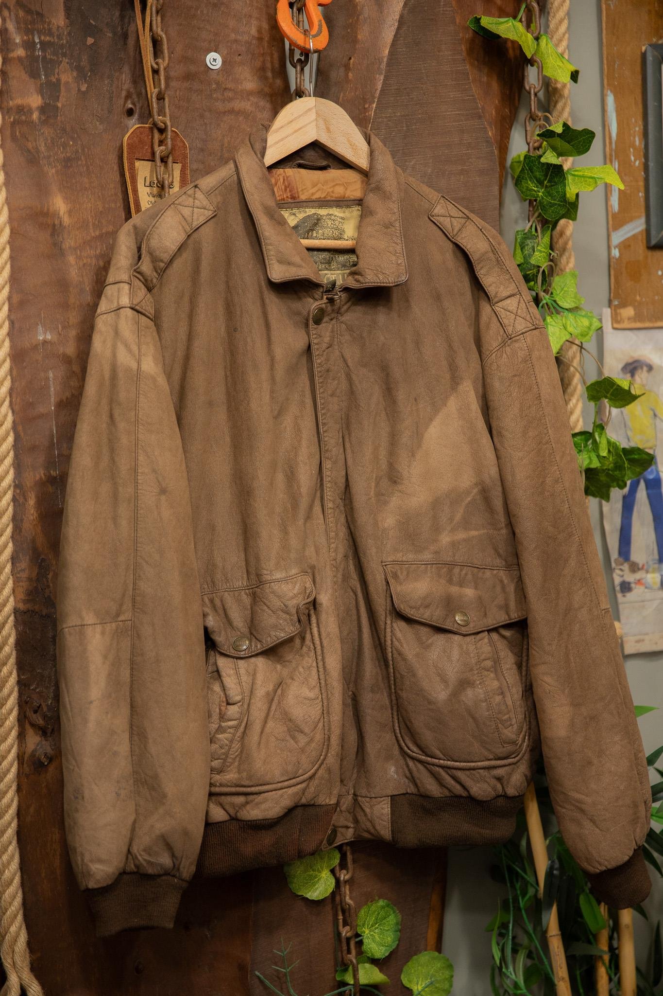Oversize Eskitme Bomber Deri Ceket