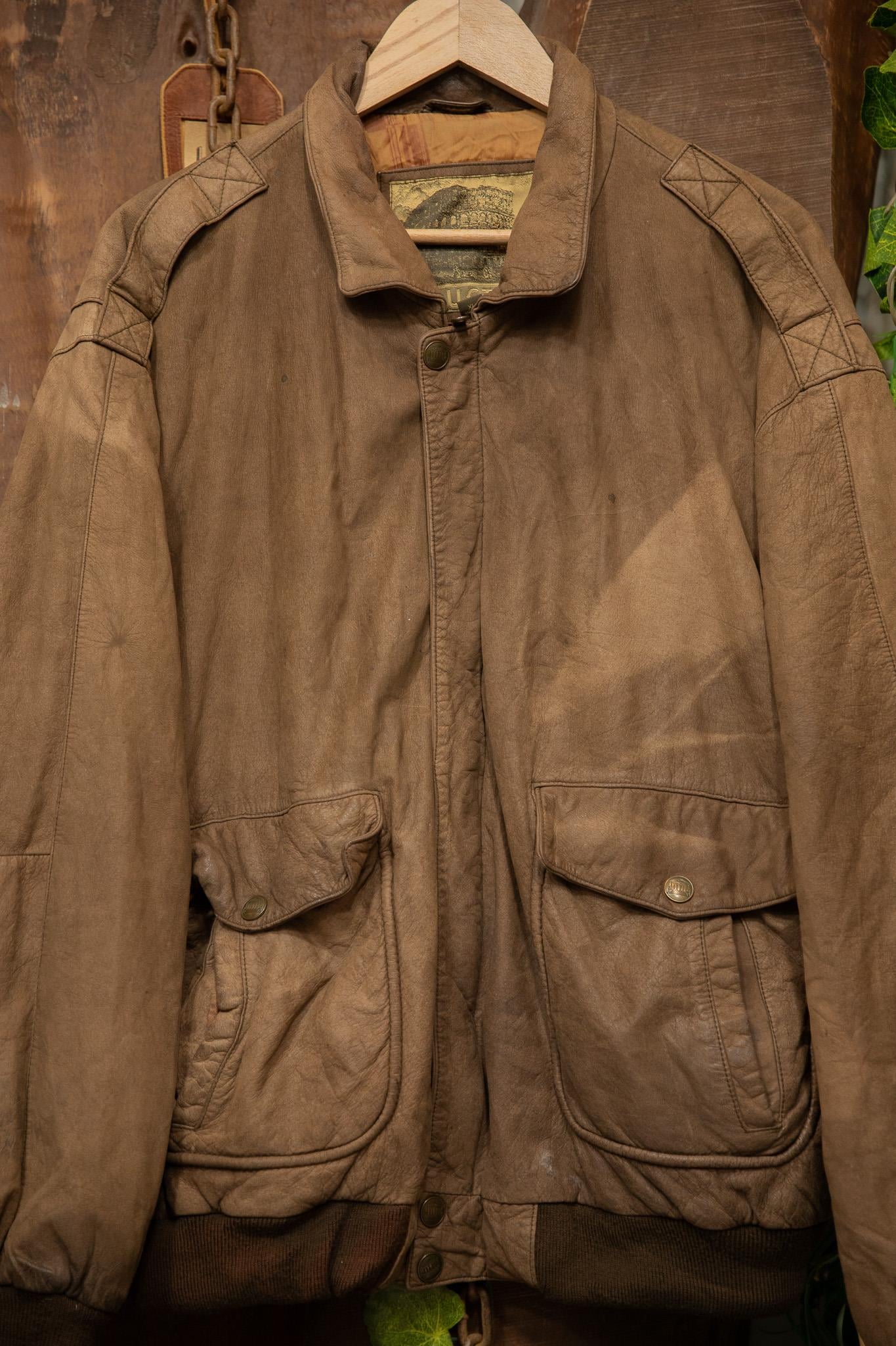 Oversize Eskitme Bomber Deri Ceket