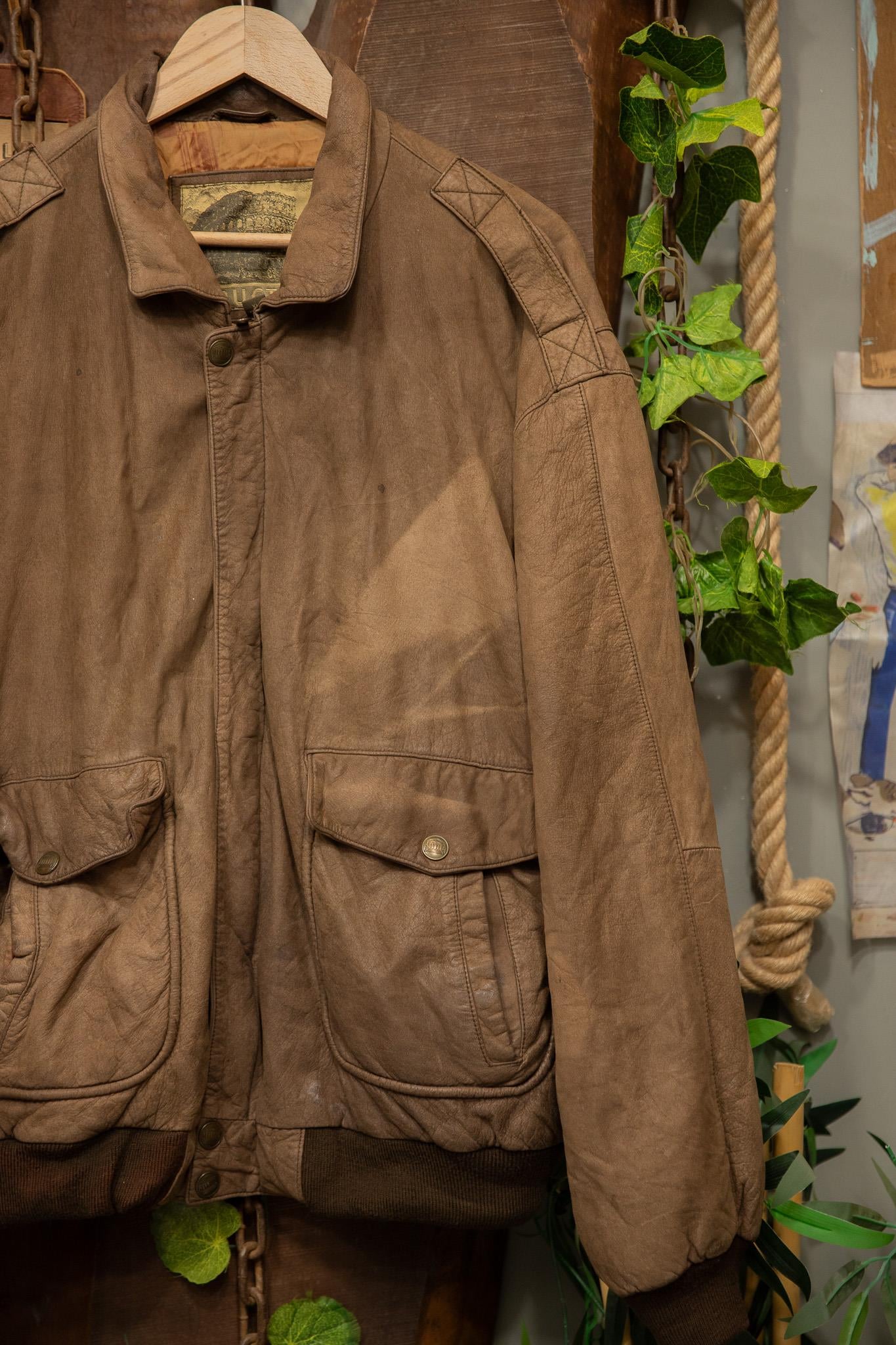 Oversize Eskitme Bomber Deri Ceket