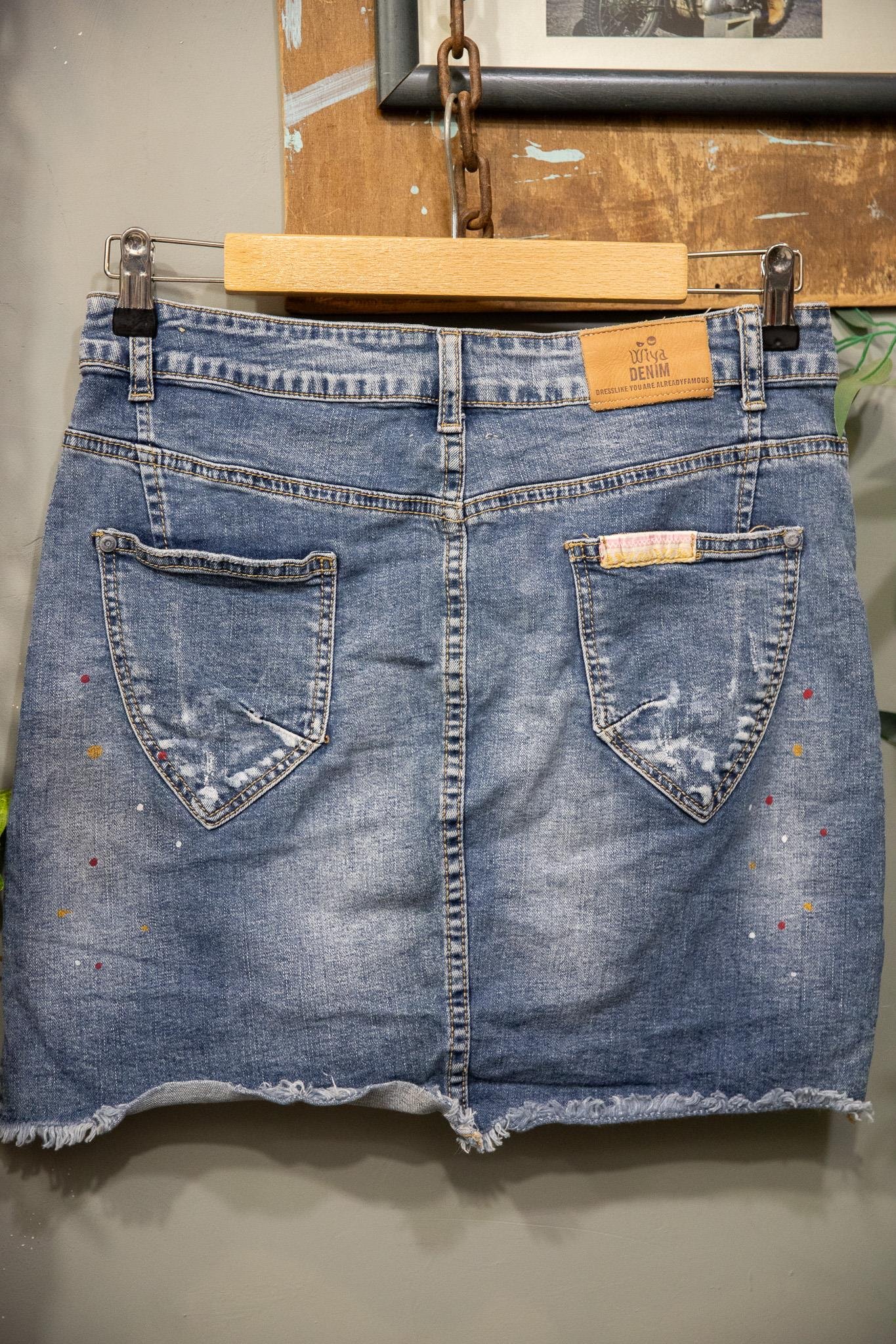 Patchwork Dantel Detay Denim Etek