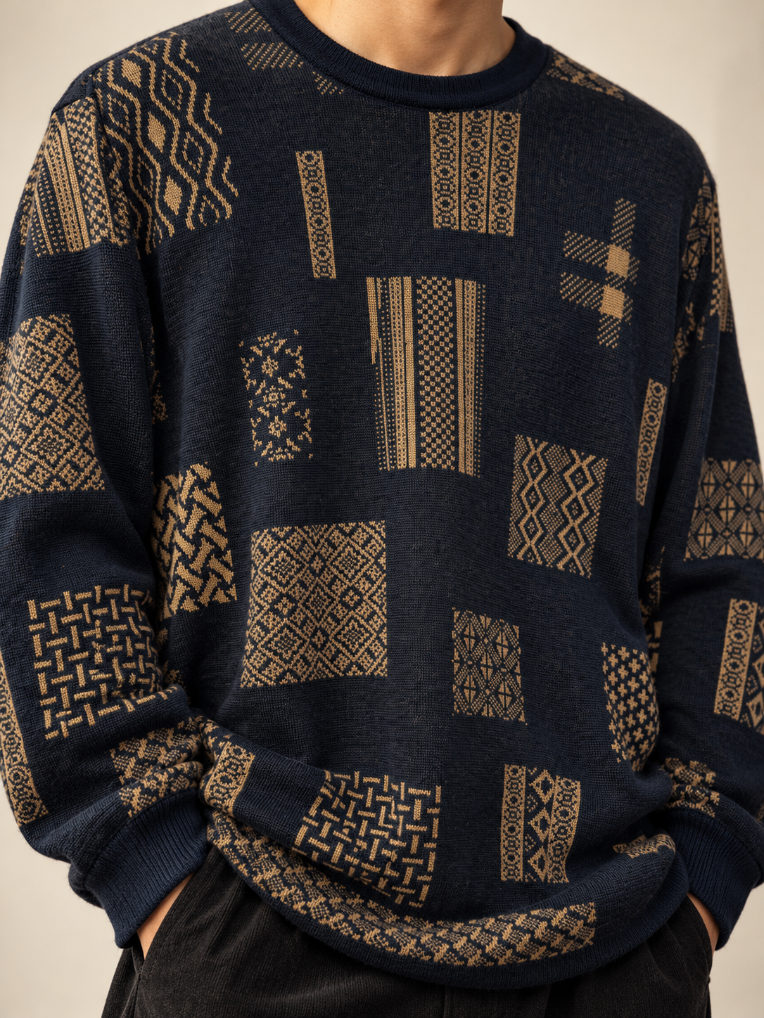 Patchwork Efektli Oversize Kazak