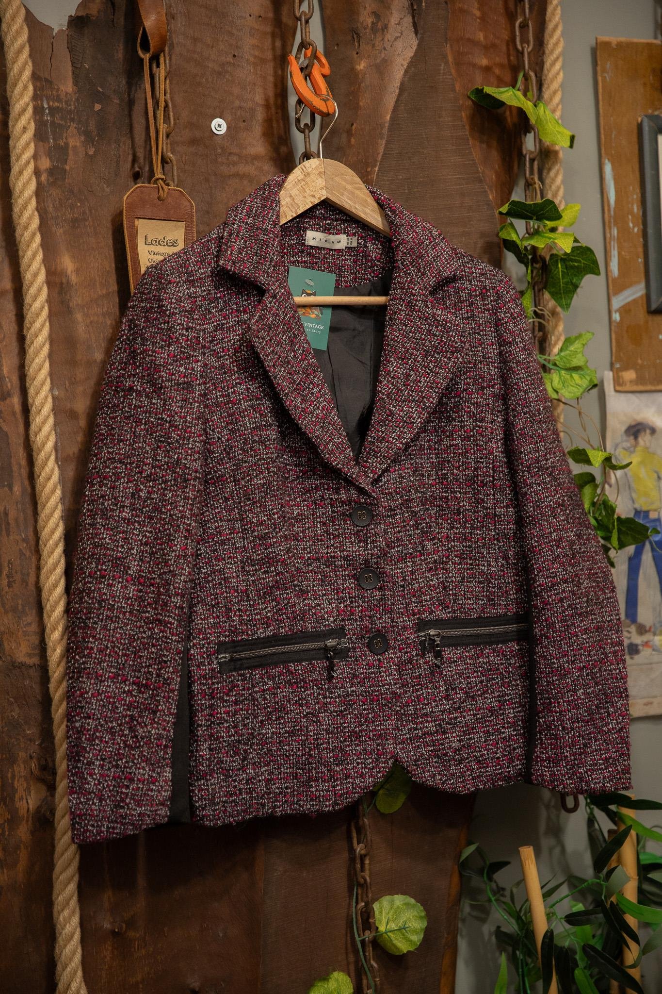Pink Old Money Kısa Wool Ceket