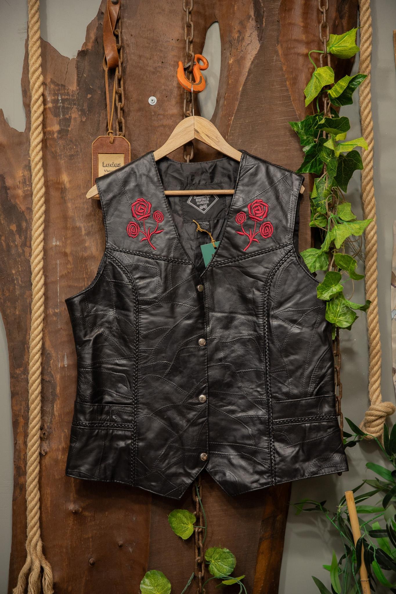 Plate Rose 80's Vest Deri Yelek