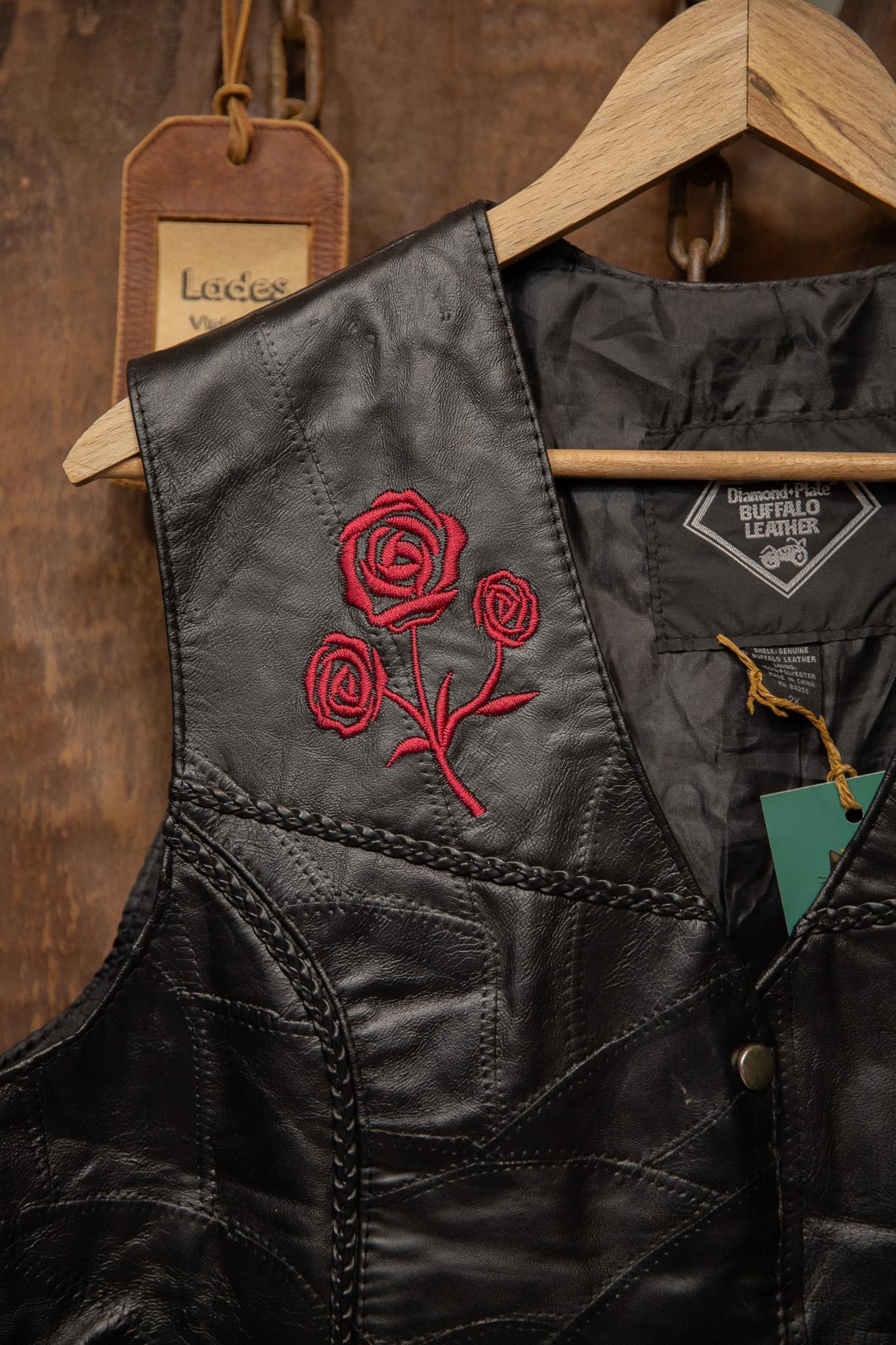 Plate Rose 80's Vest Deri Yelek