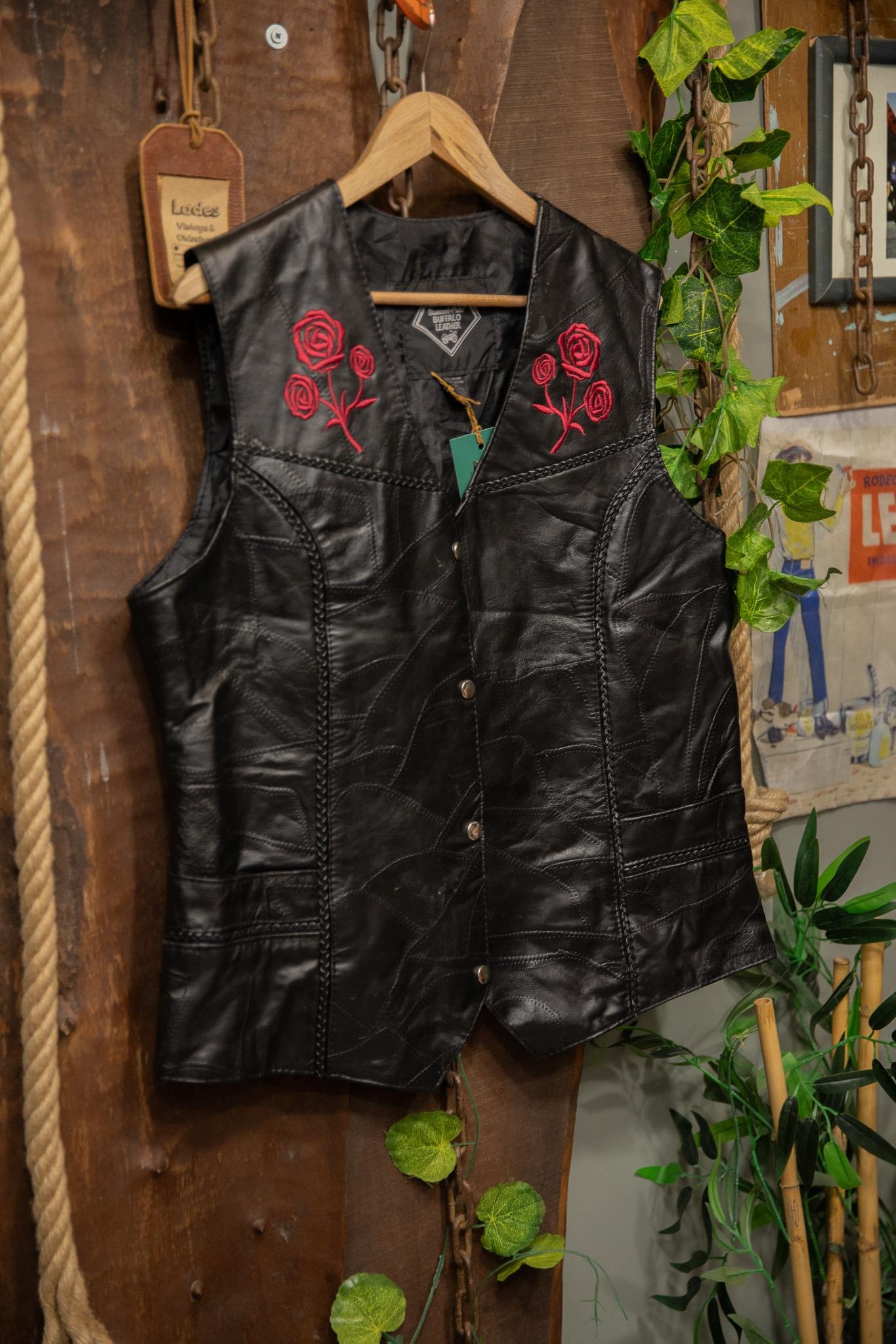 Plate Rose 80's Vest Deri Yelek
