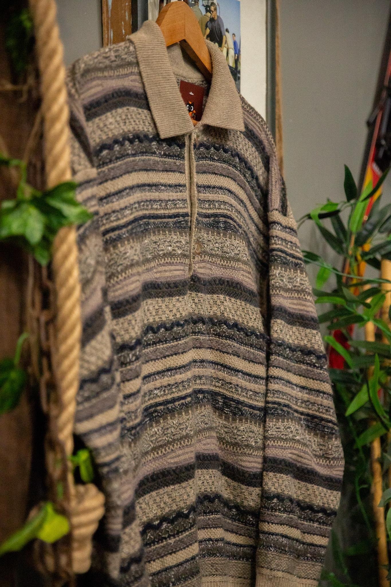 Polo Yaka Bej Wool Kazak