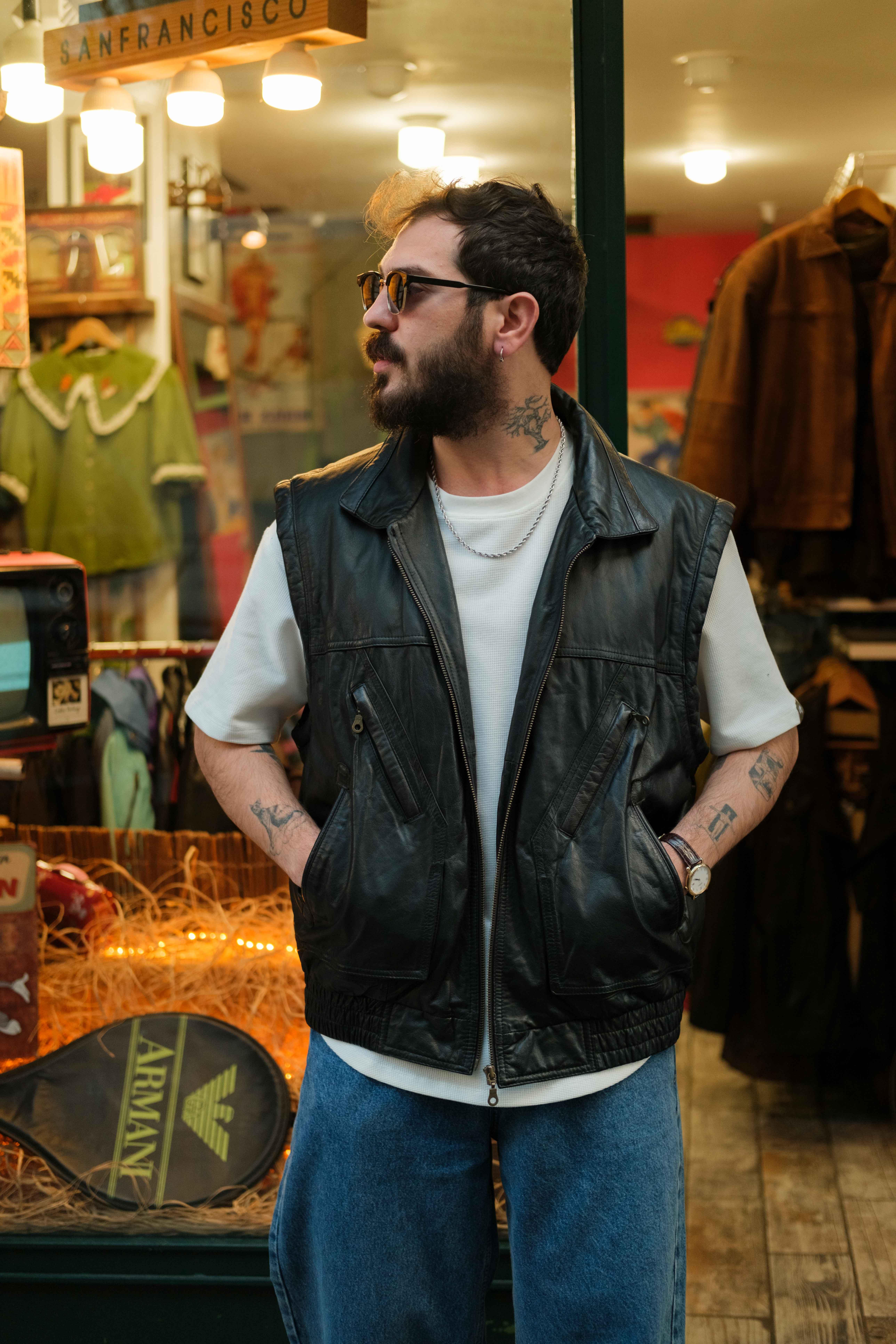 Prince Leather Model Bomber Unisex Deri Yelek