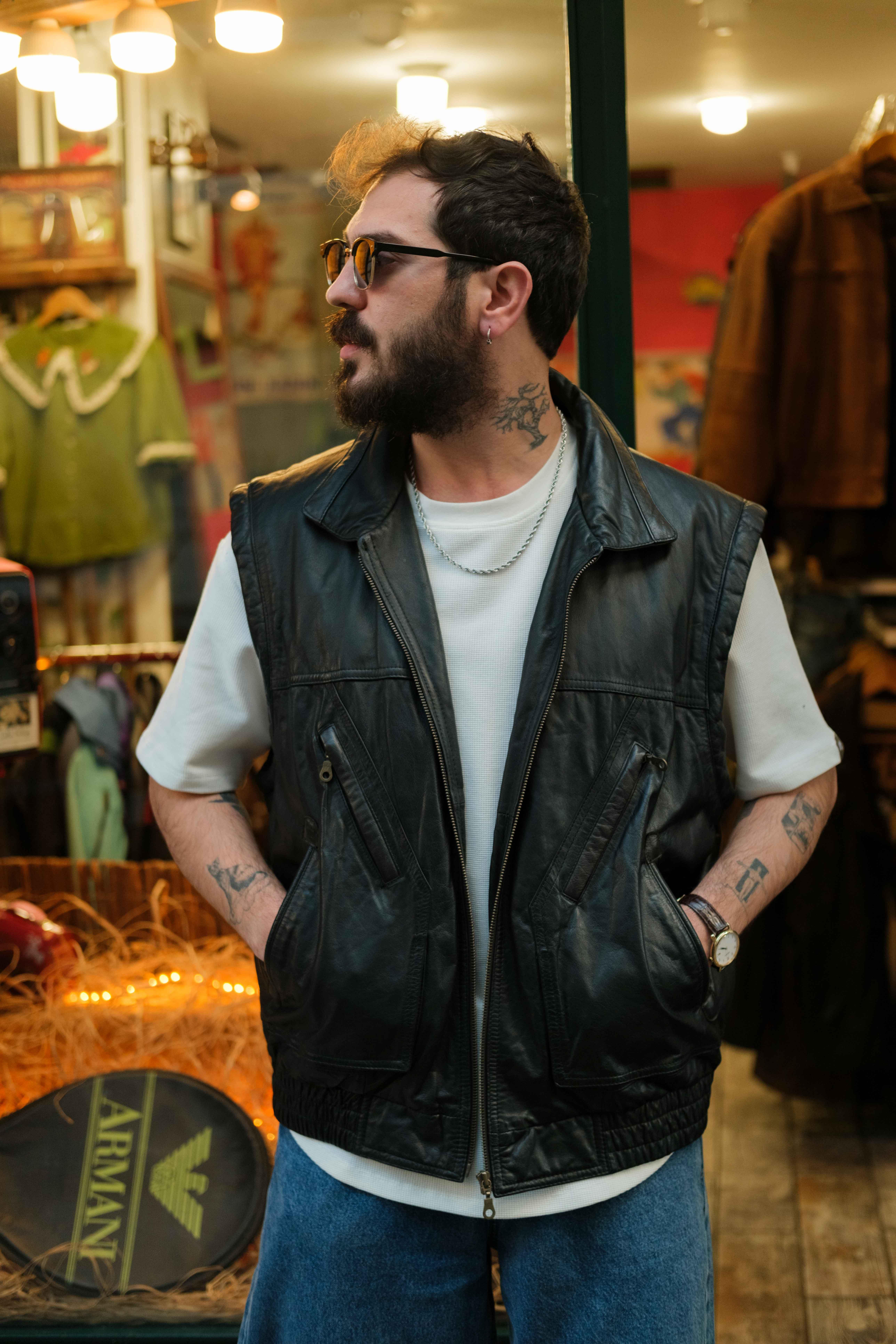 Prince Leather Model Bomber Unisex Deri Yelek