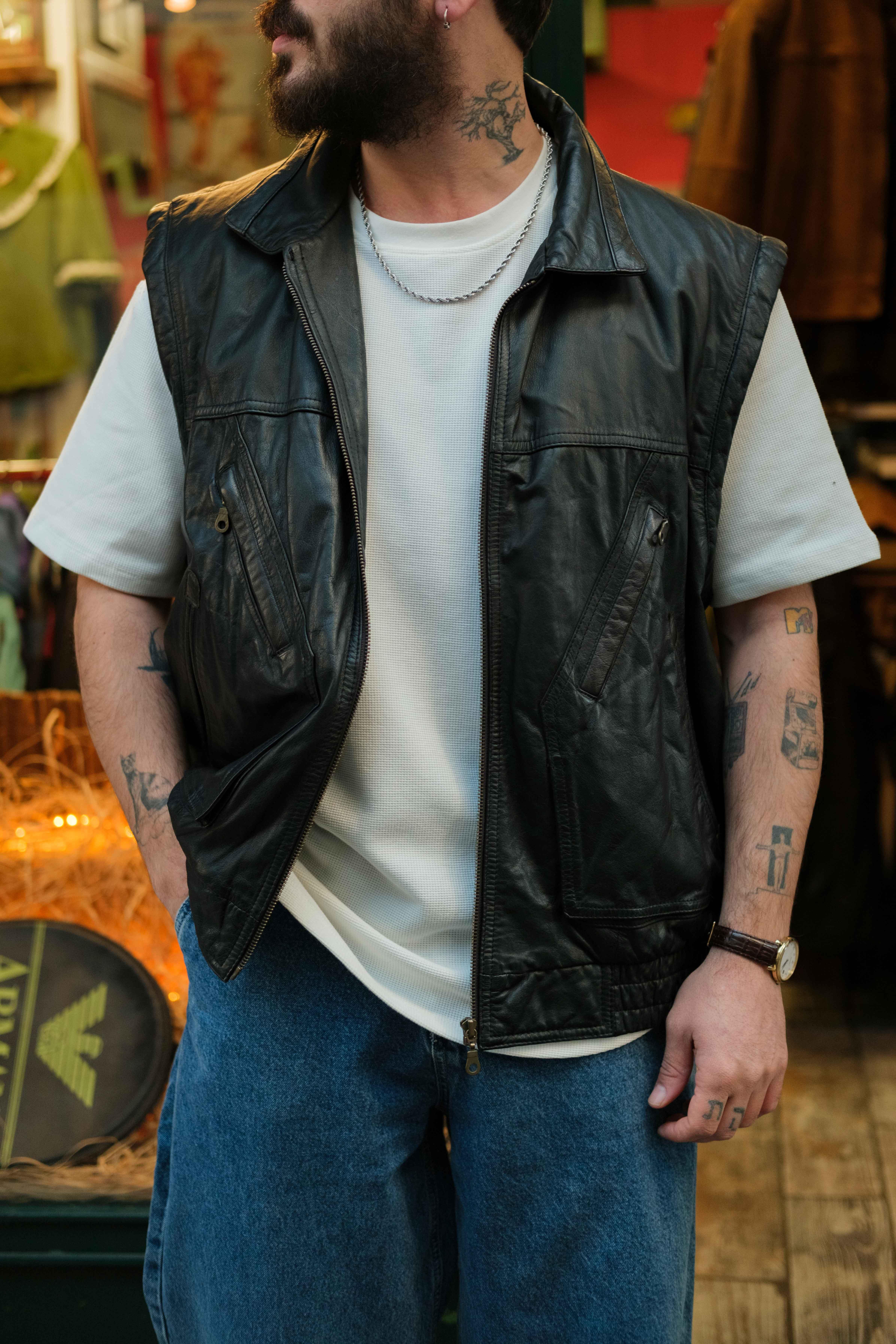 Prince Leather Model Bomber Unisex Deri Yelek