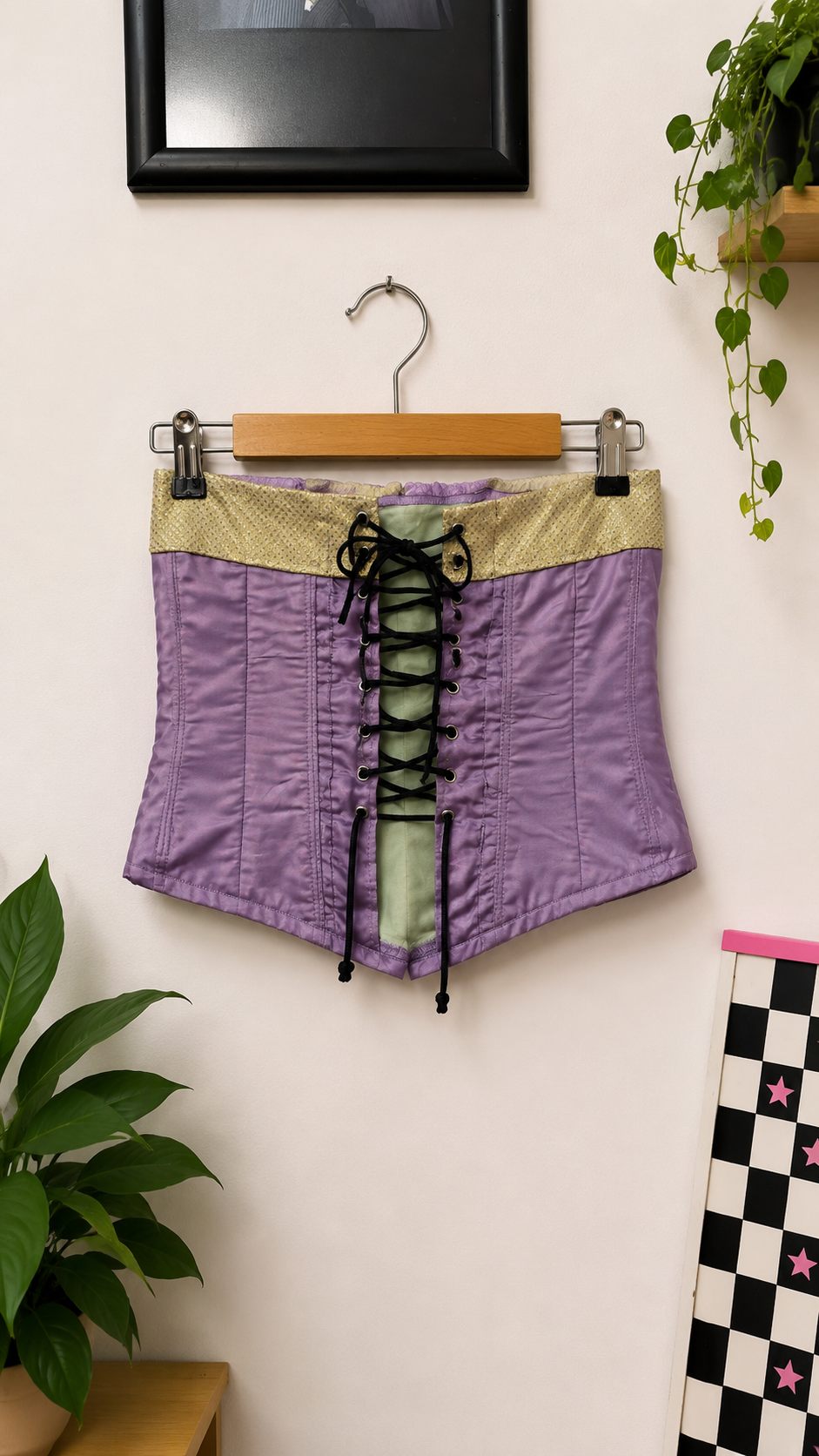 Purple Satin Look Gold Üst