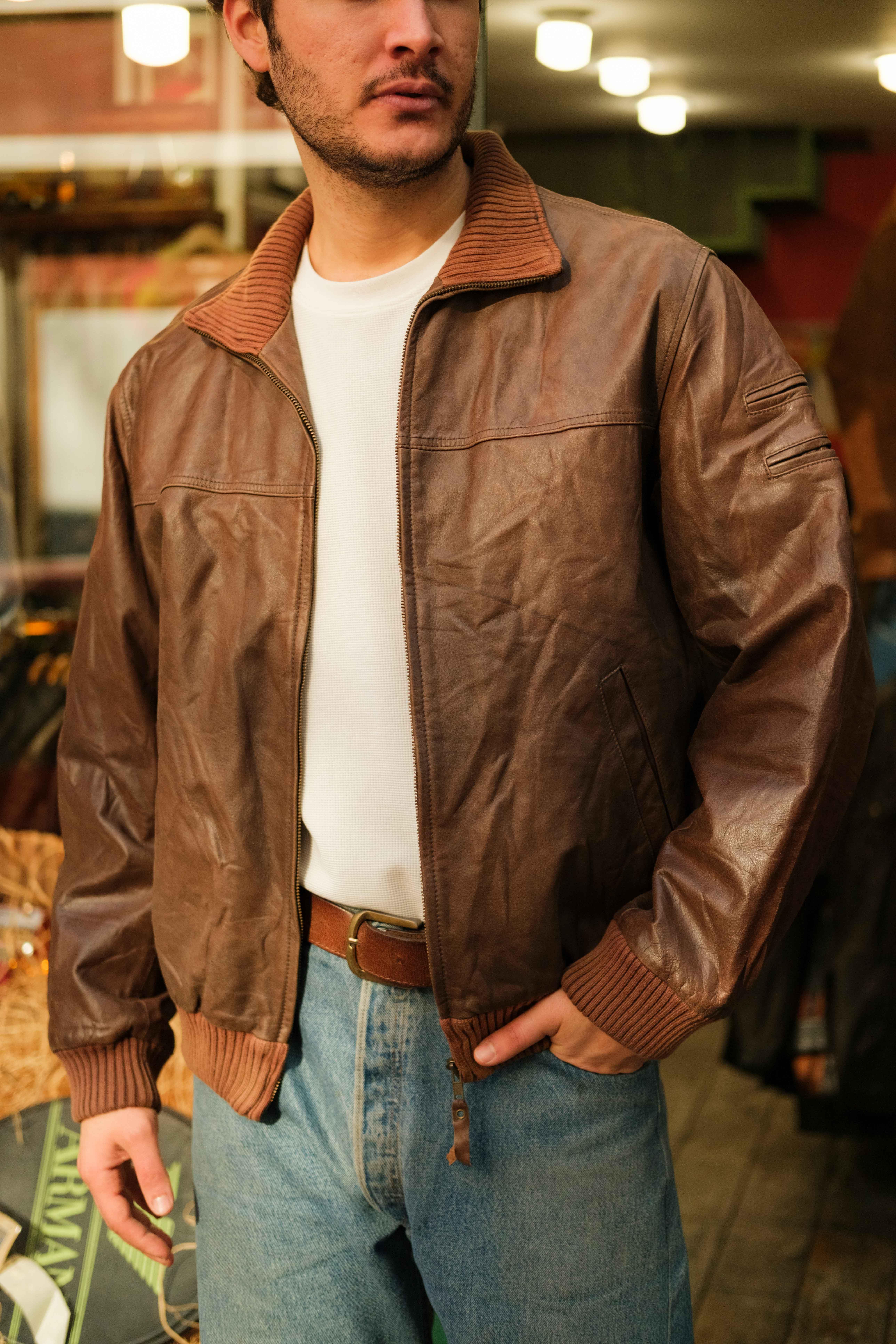 QUEBRAMAR Kahve Bomber Model Deri Ceket