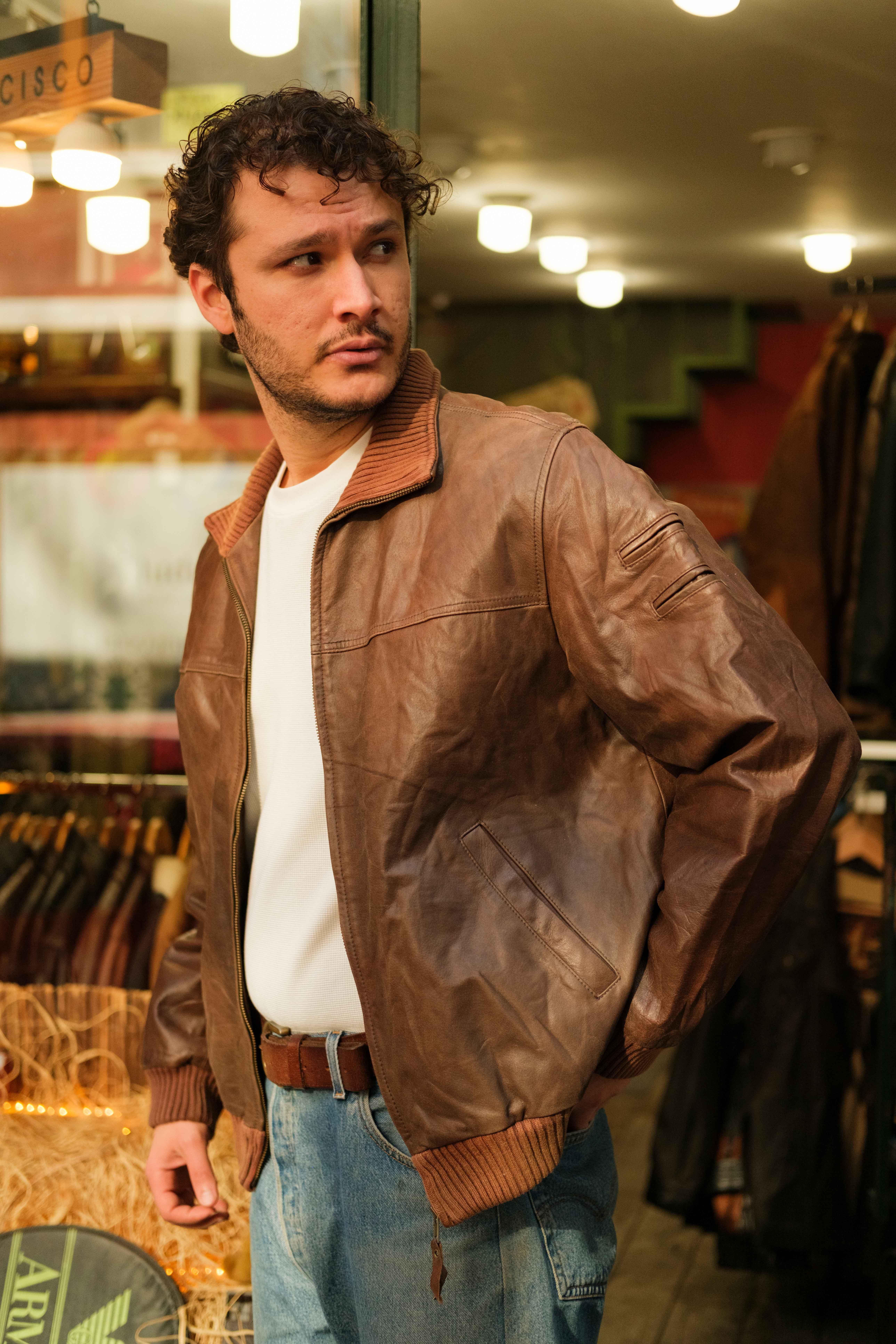 QUEBRAMAR Kahve Bomber Model Deri Ceket