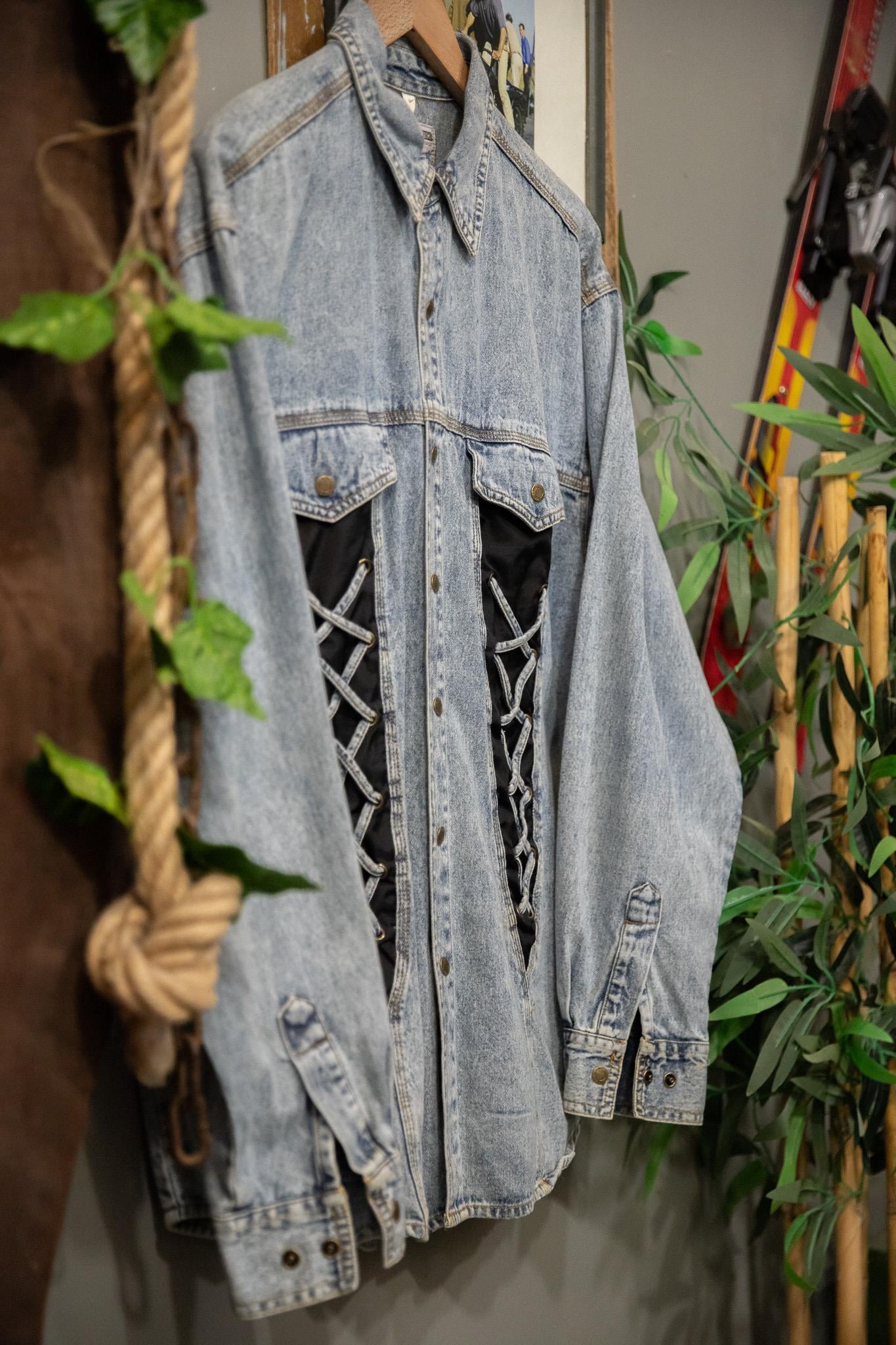 Rebel Lace Blue Denim Gömlek-Ceket