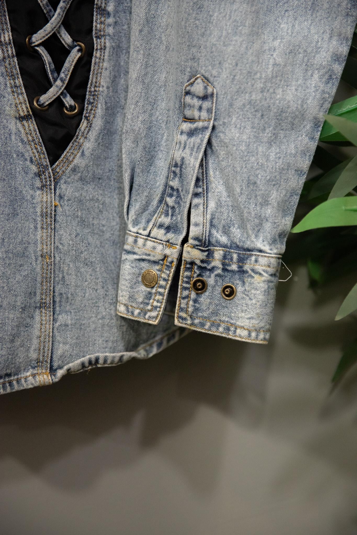 Rebel Lace Blue Denim Gömlek-Ceket