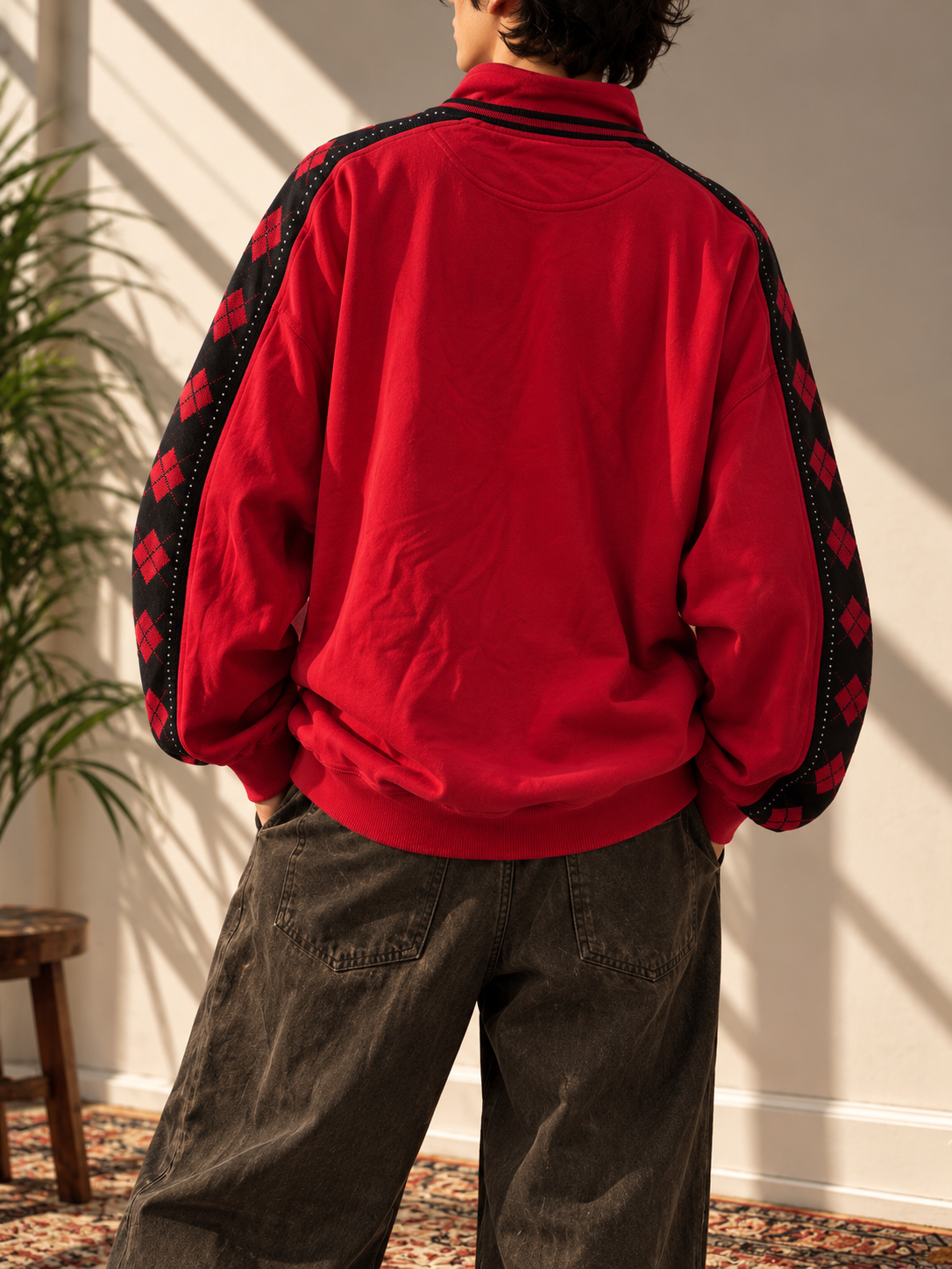 Red&Black Argyle Sweatshirt
