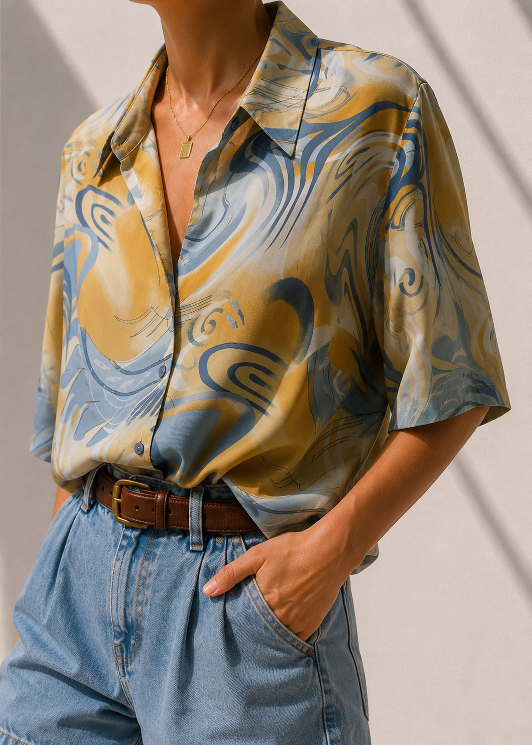 Resort/Aloha Klasik Geniş Yaka Gömlek
