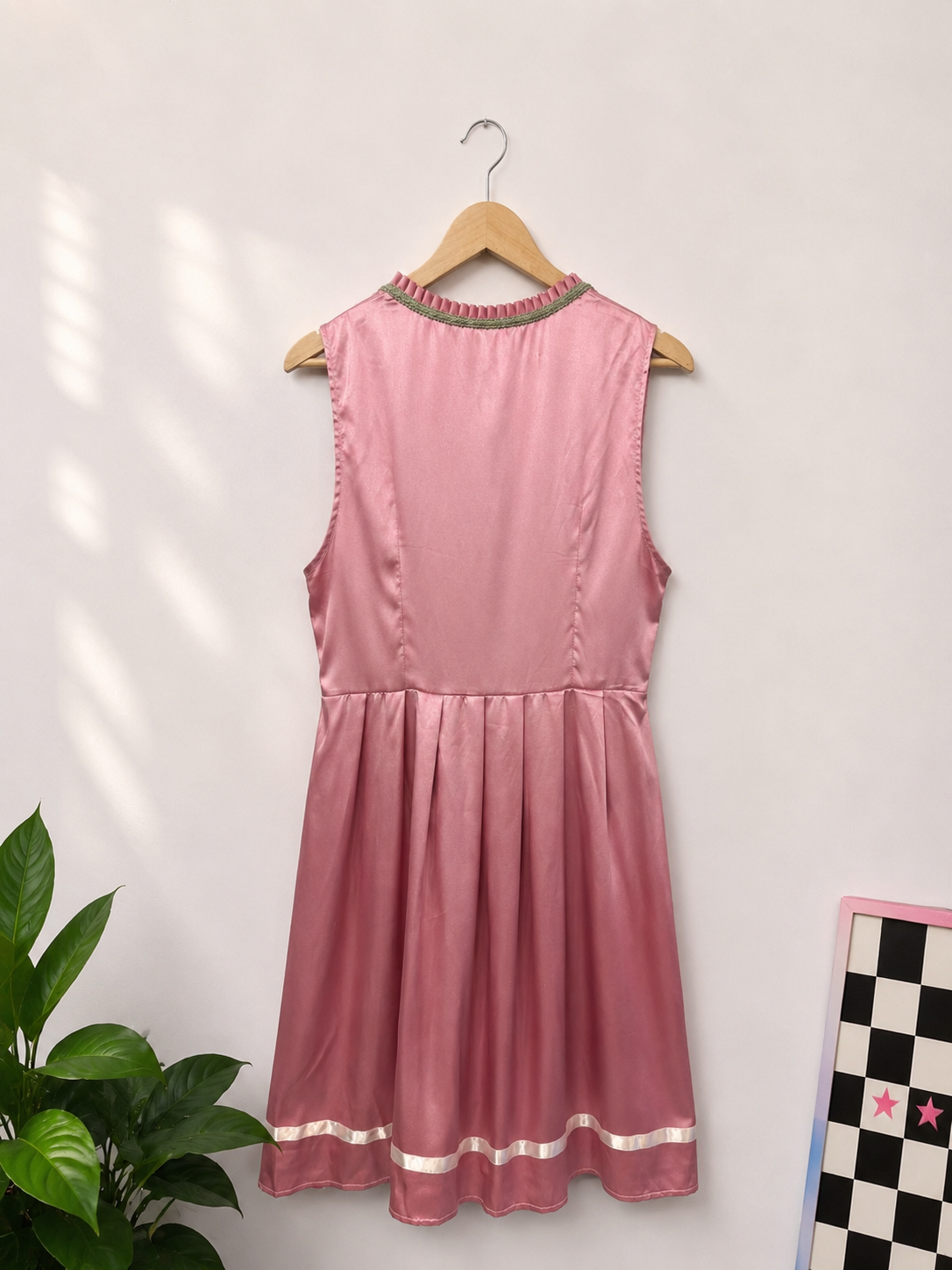 Romantik Pink Satin Elbise