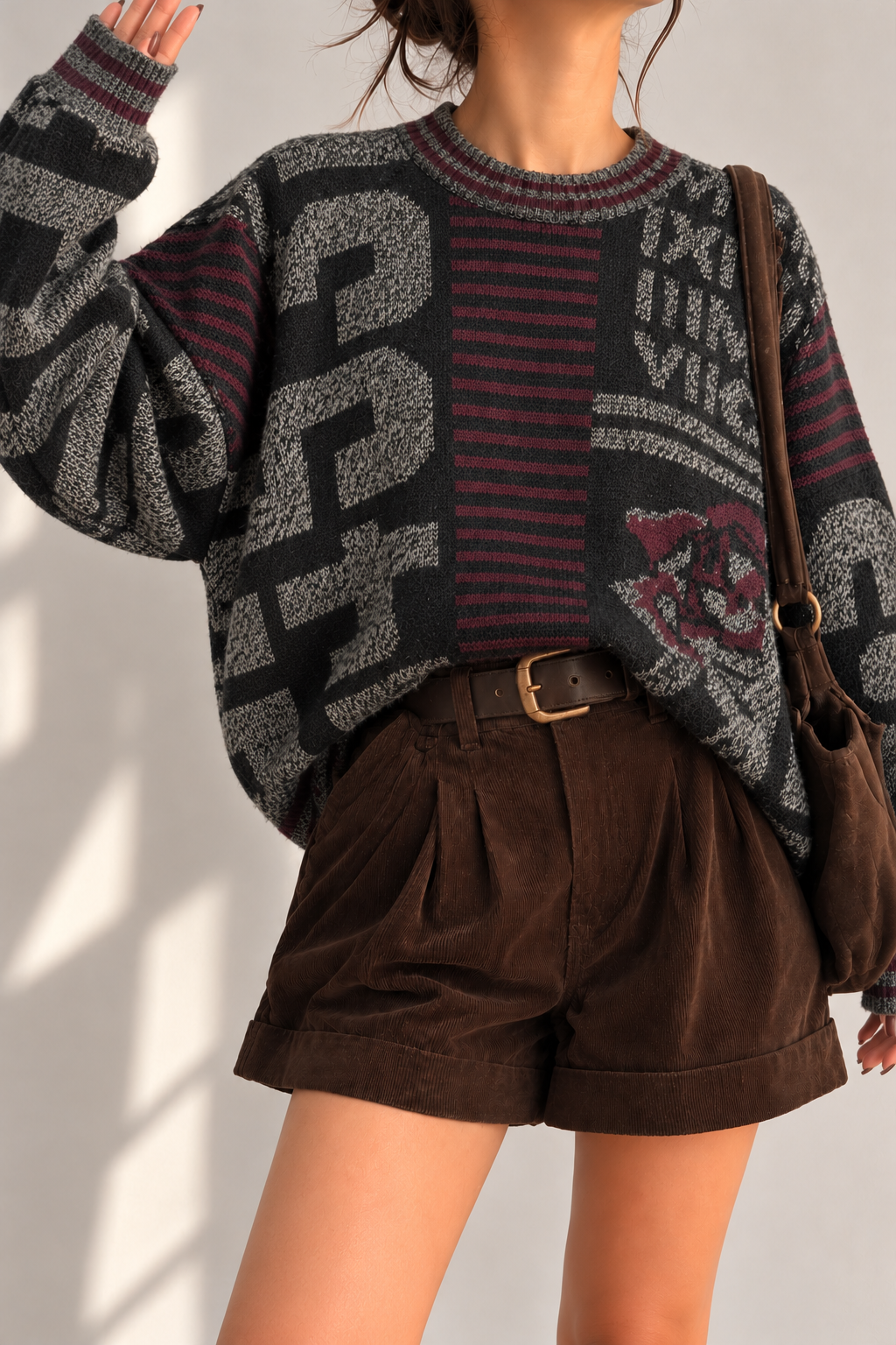 Rose Patchwork Örgü Kazak