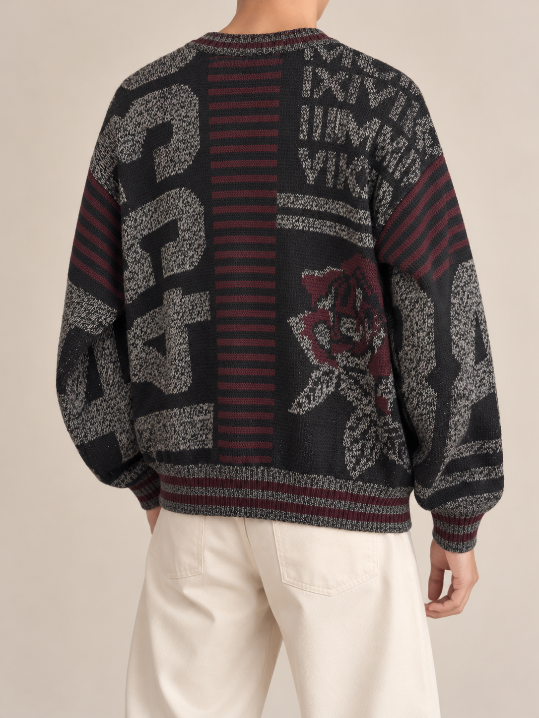 Rose Patchwork Örgü Kazak