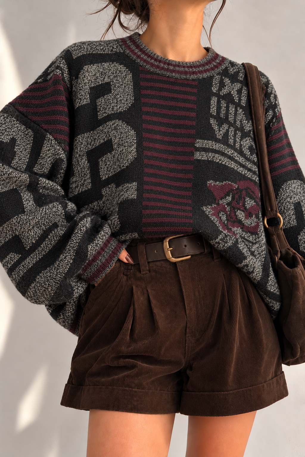 Rose Patchwork Örgü Kazak