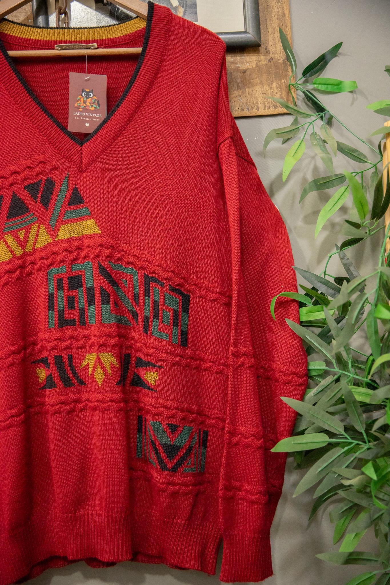 Tribal Red Pulse Sweater - Kazak