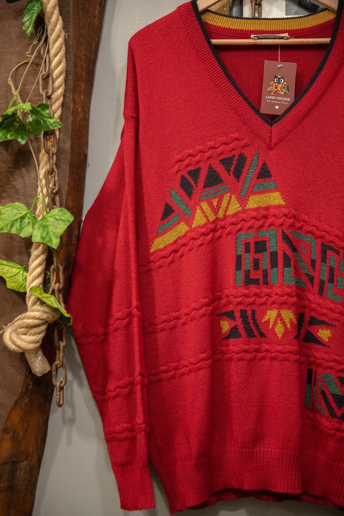 Tribal Red Pulse Sweater - Kazak