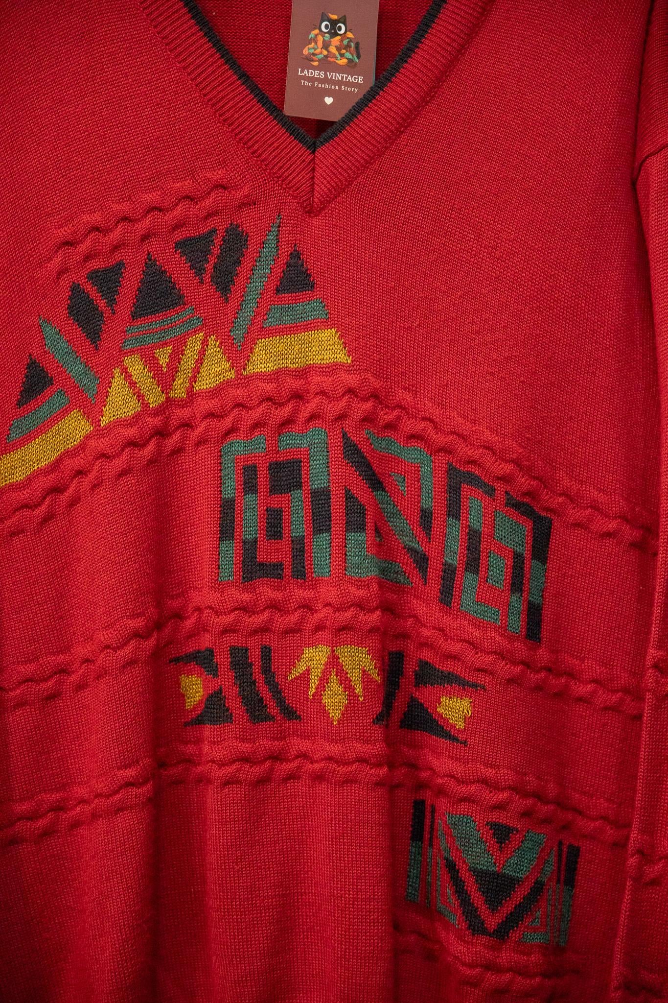 Tribal Red Pulse Sweater - Kazak