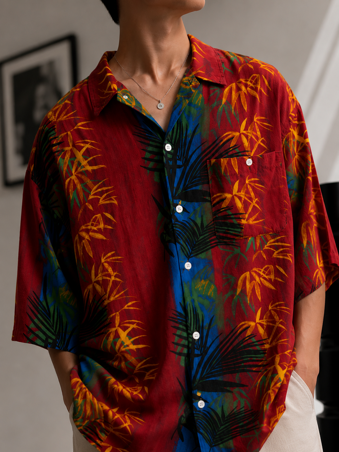 Tropikal&Hawaii Oversize Gömlek