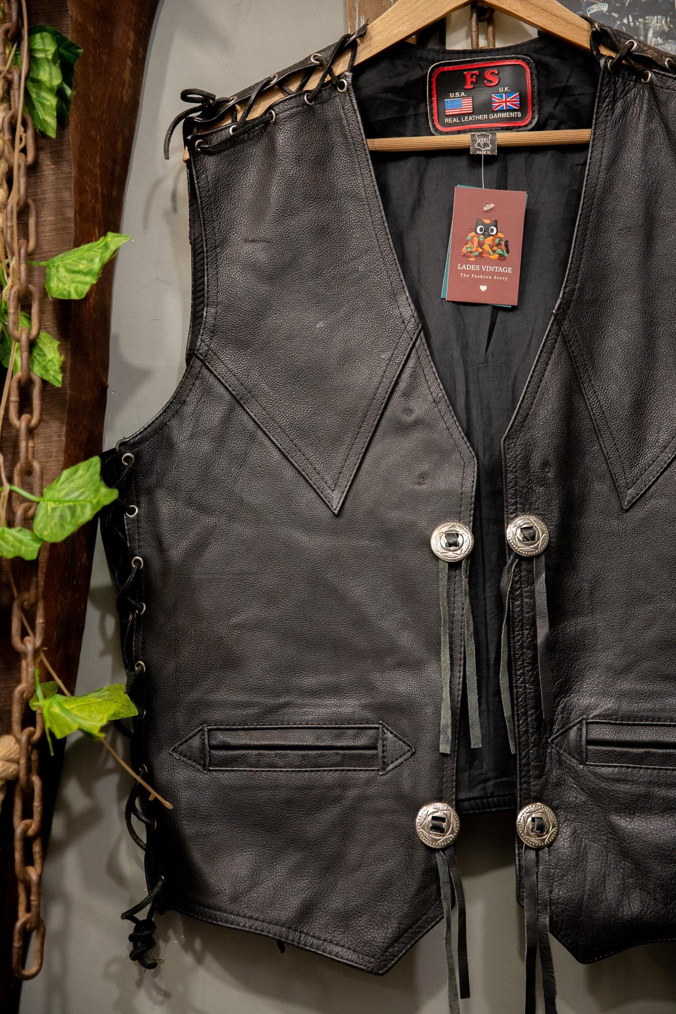 U.S.A Rugged Leather Vest 