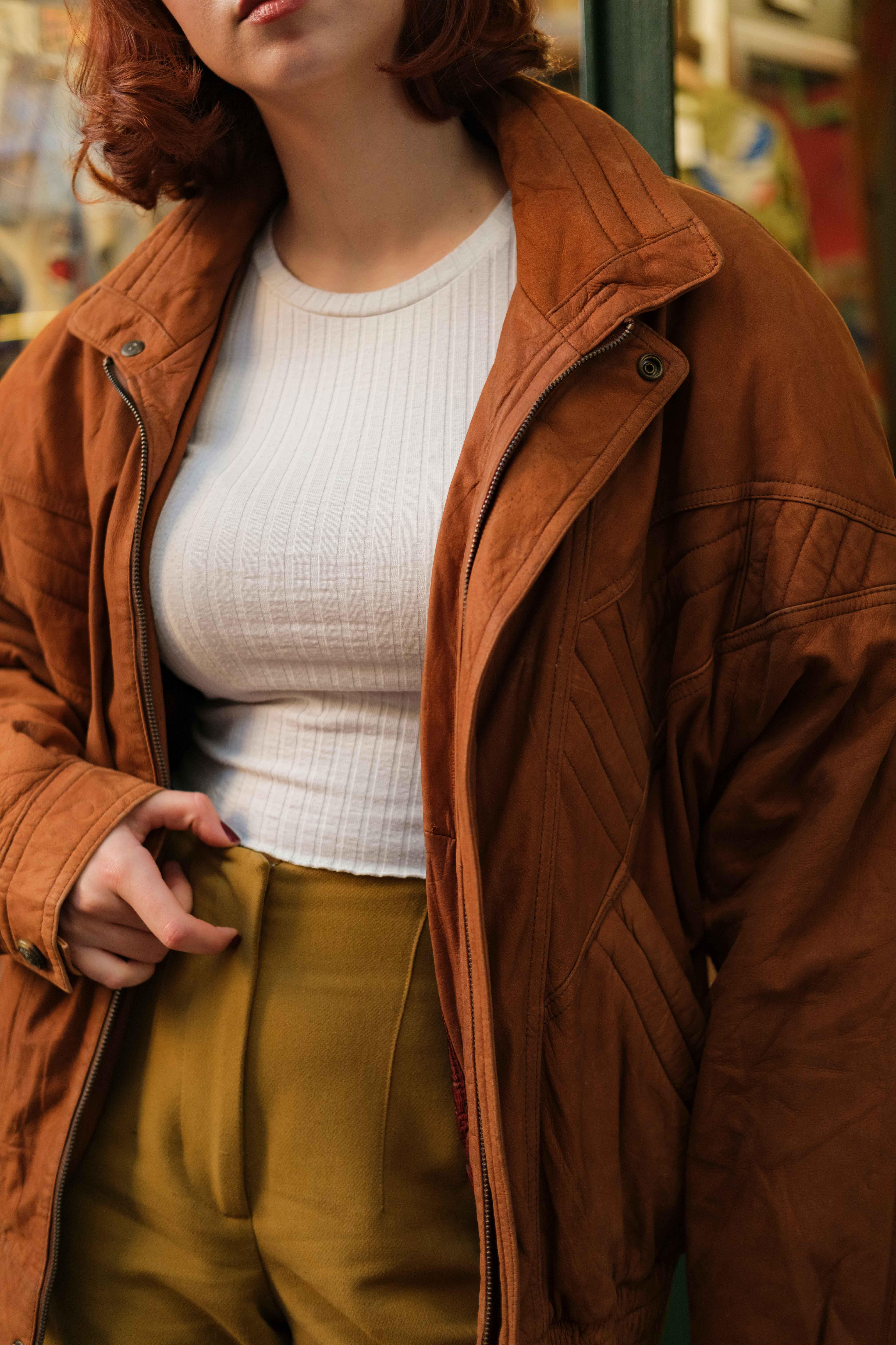 UNİSEX BOMBER MODEL DERİ CEKET