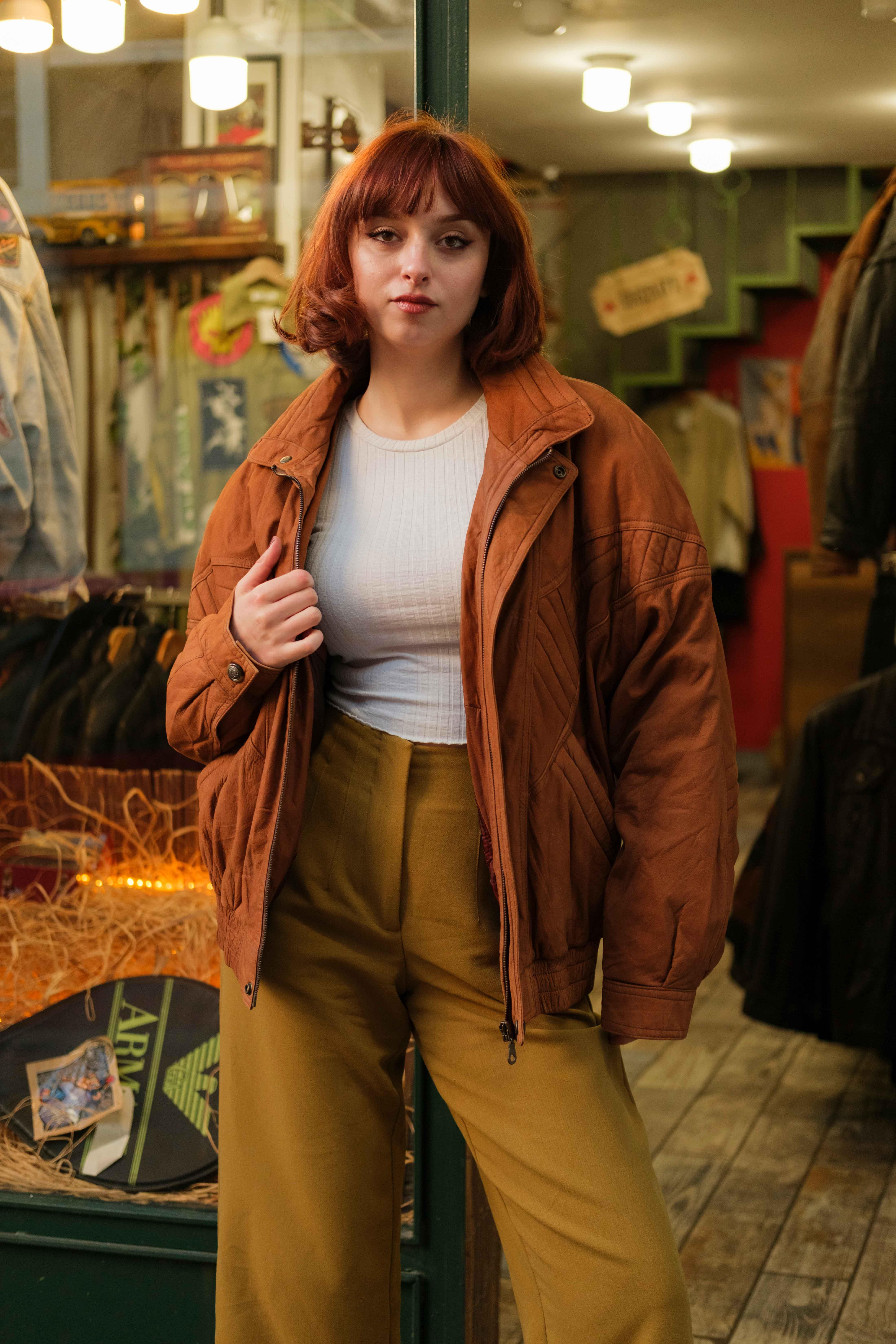 UNİSEX BOMBER MODEL DERİ CEKET