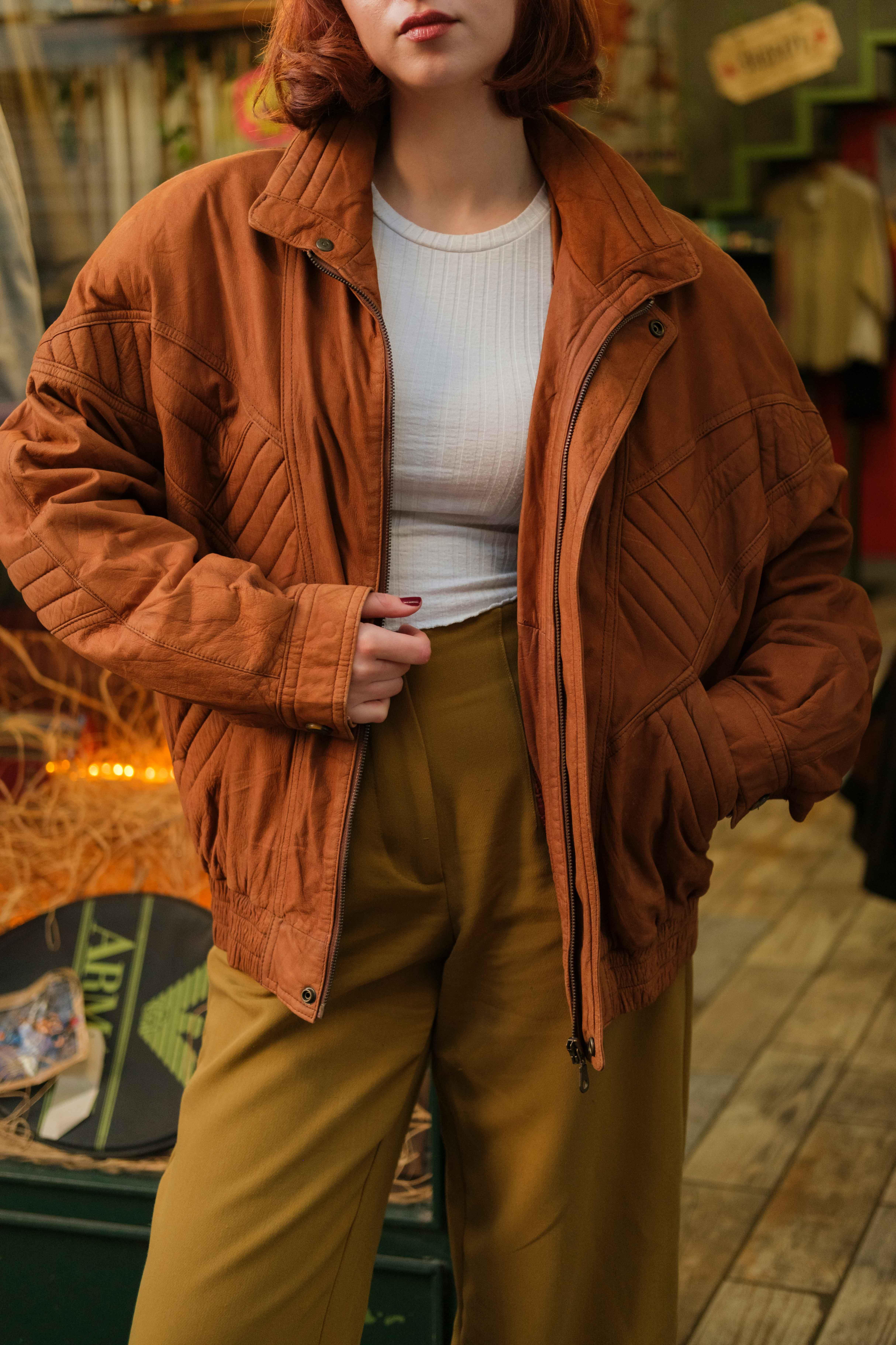 UNİSEX BOMBER MODEL DERİ CEKET