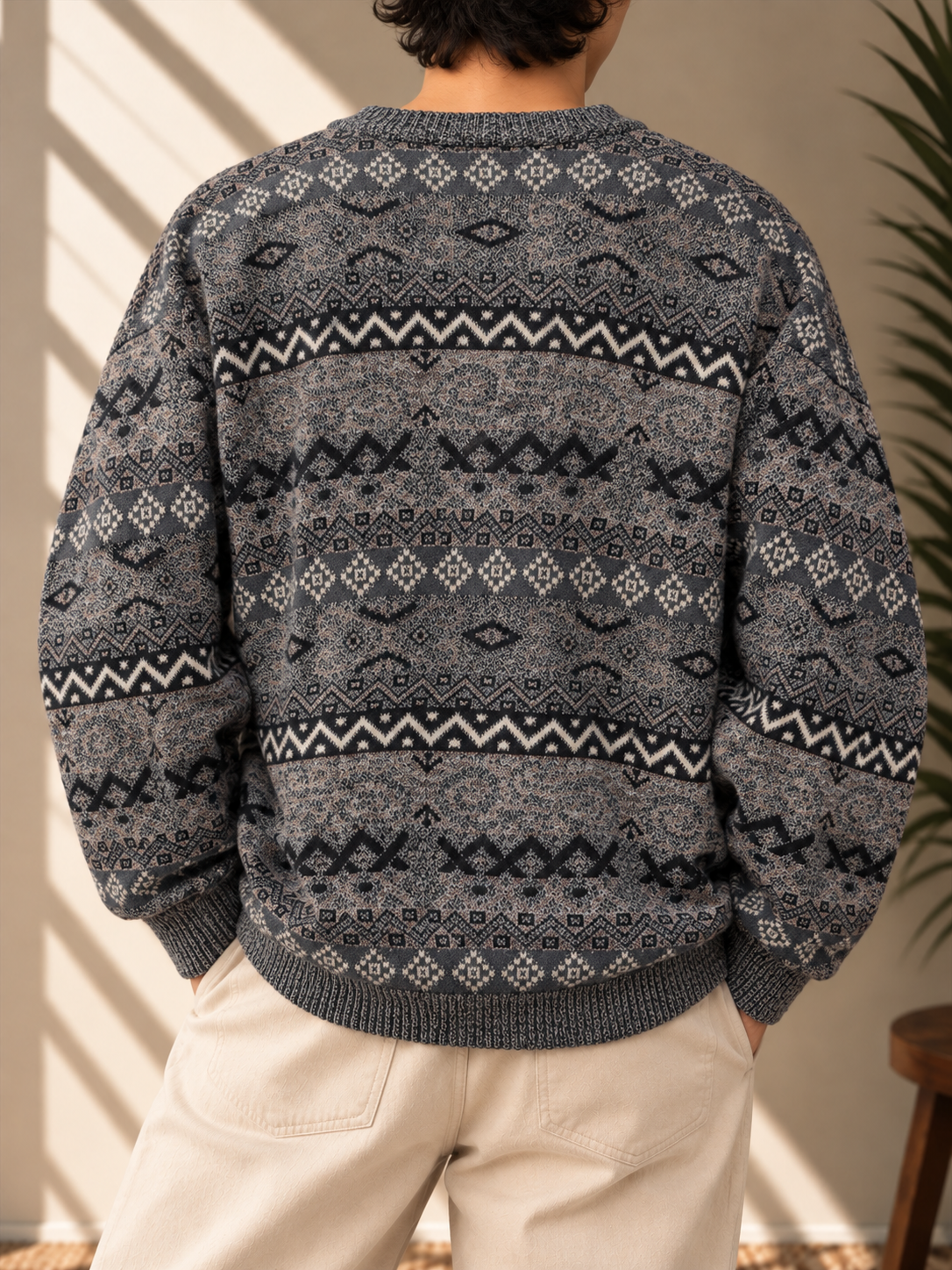 V-Neck Örgü Kazak