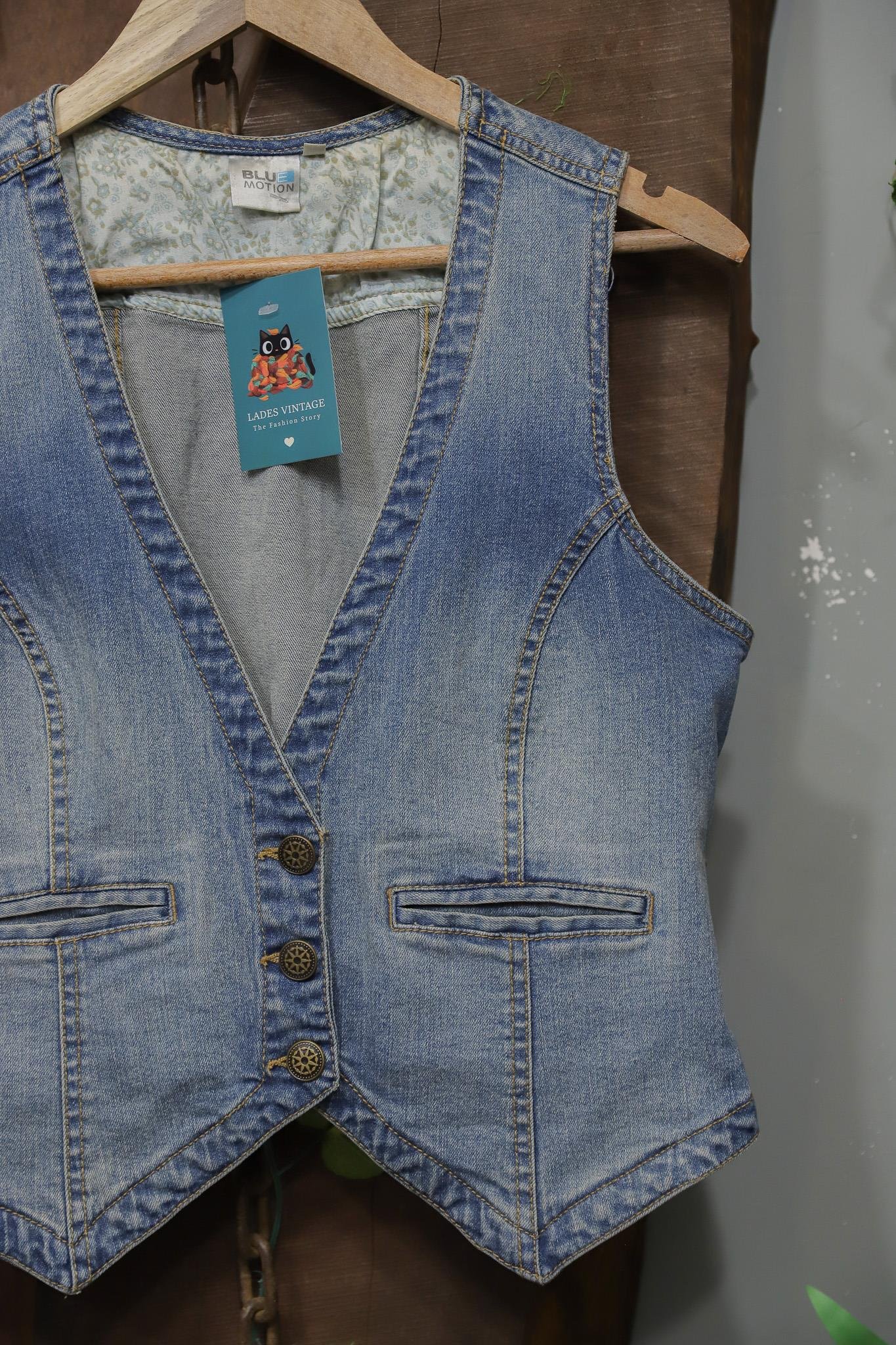 Vest Blue 90's Kot Yelek/Ceket