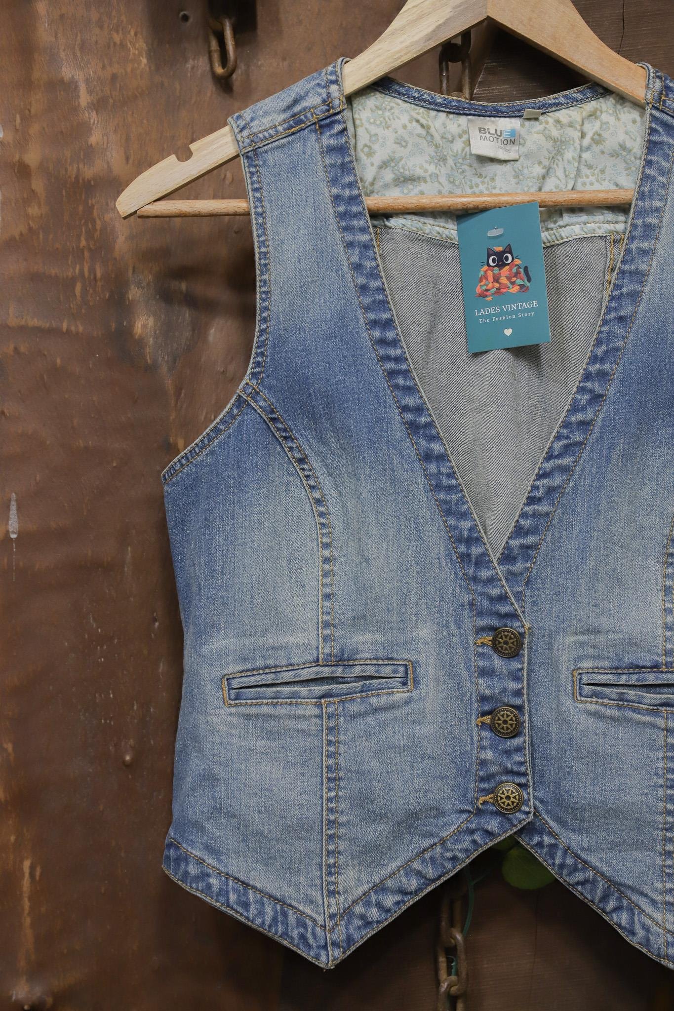 Vest Blue 90's Kot Yelek/Ceket