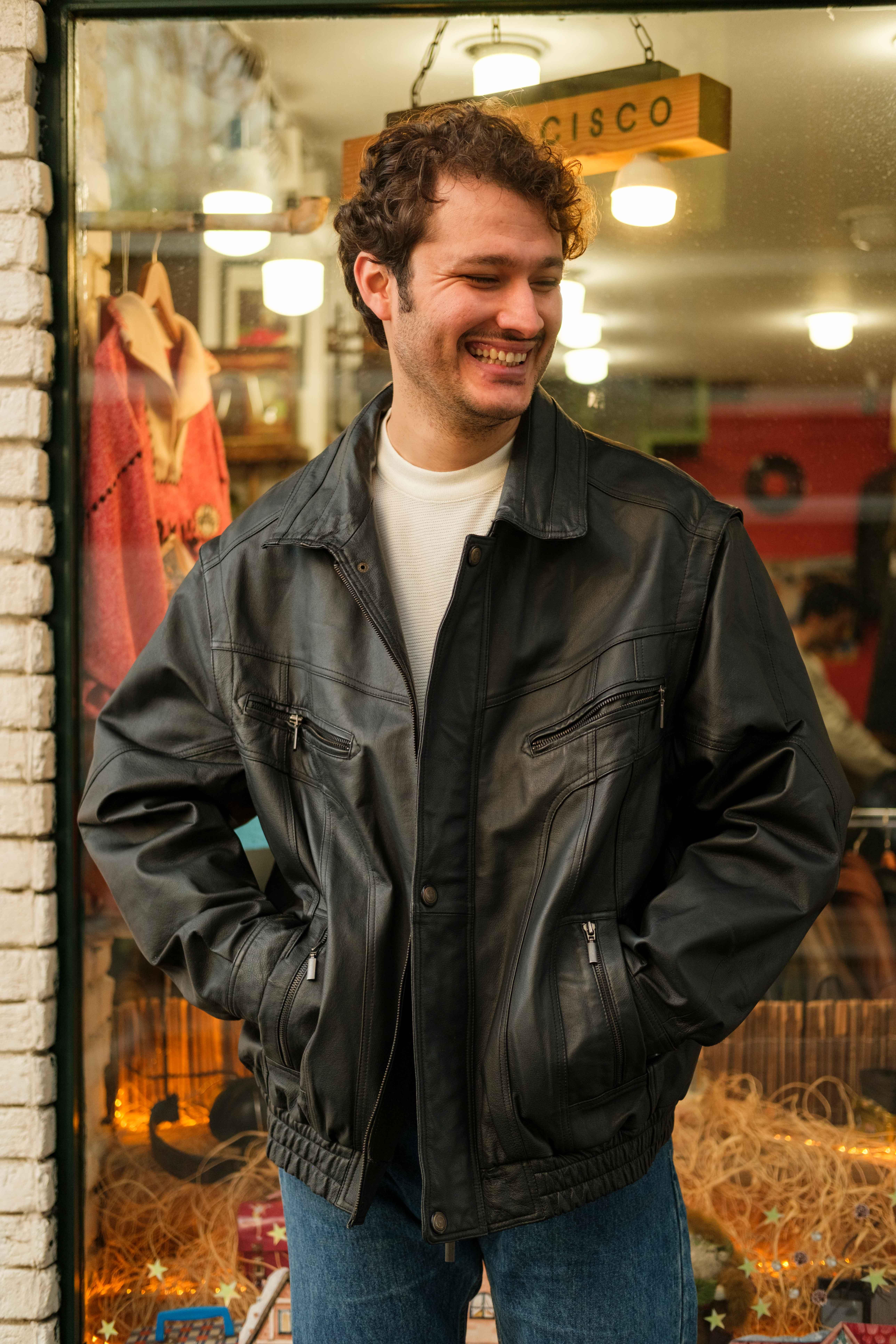 Vintage 90's Bomber Model Unisex Deri Ceket