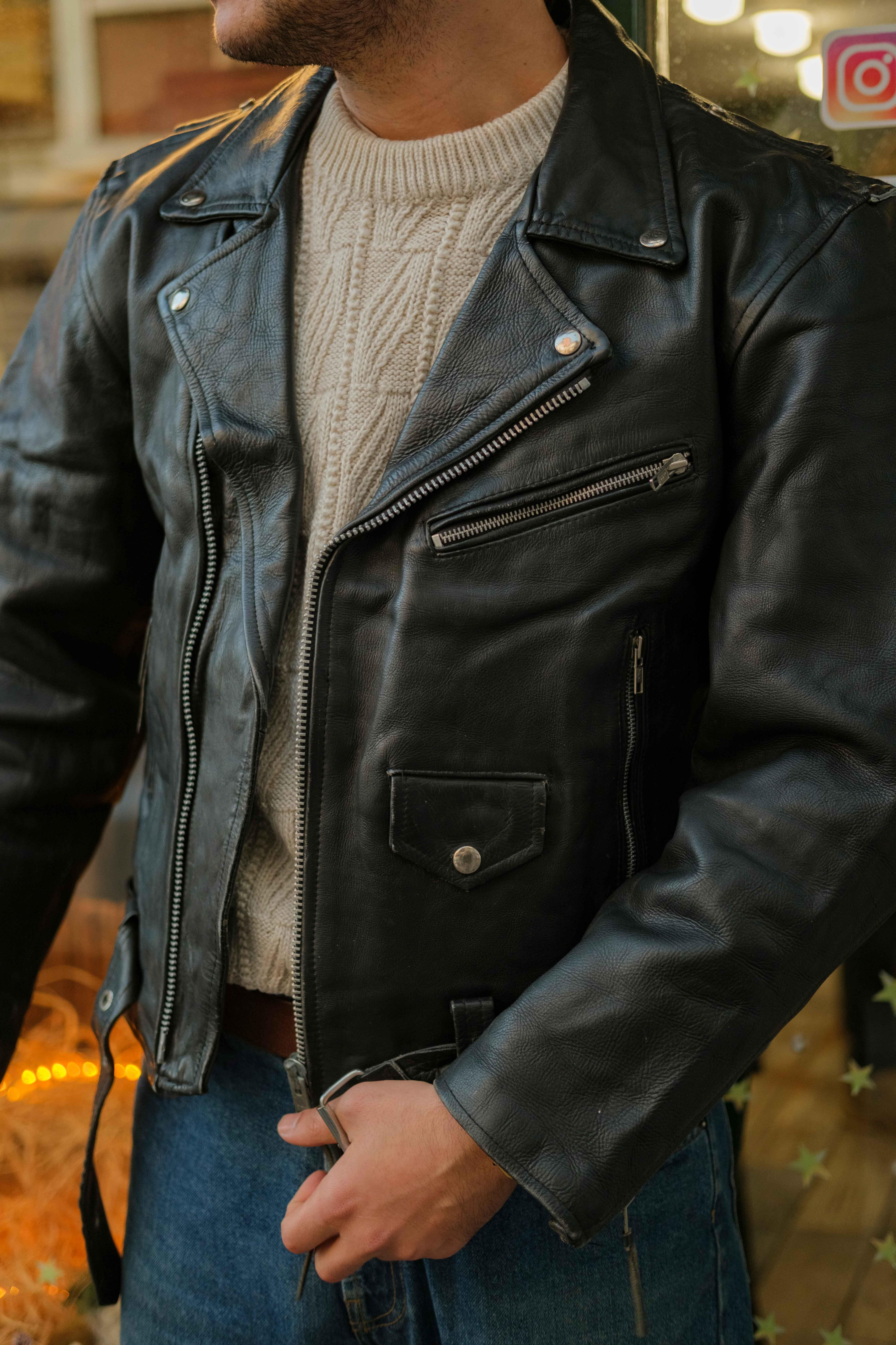 VİNTAGE BIKER DERİ CEKET