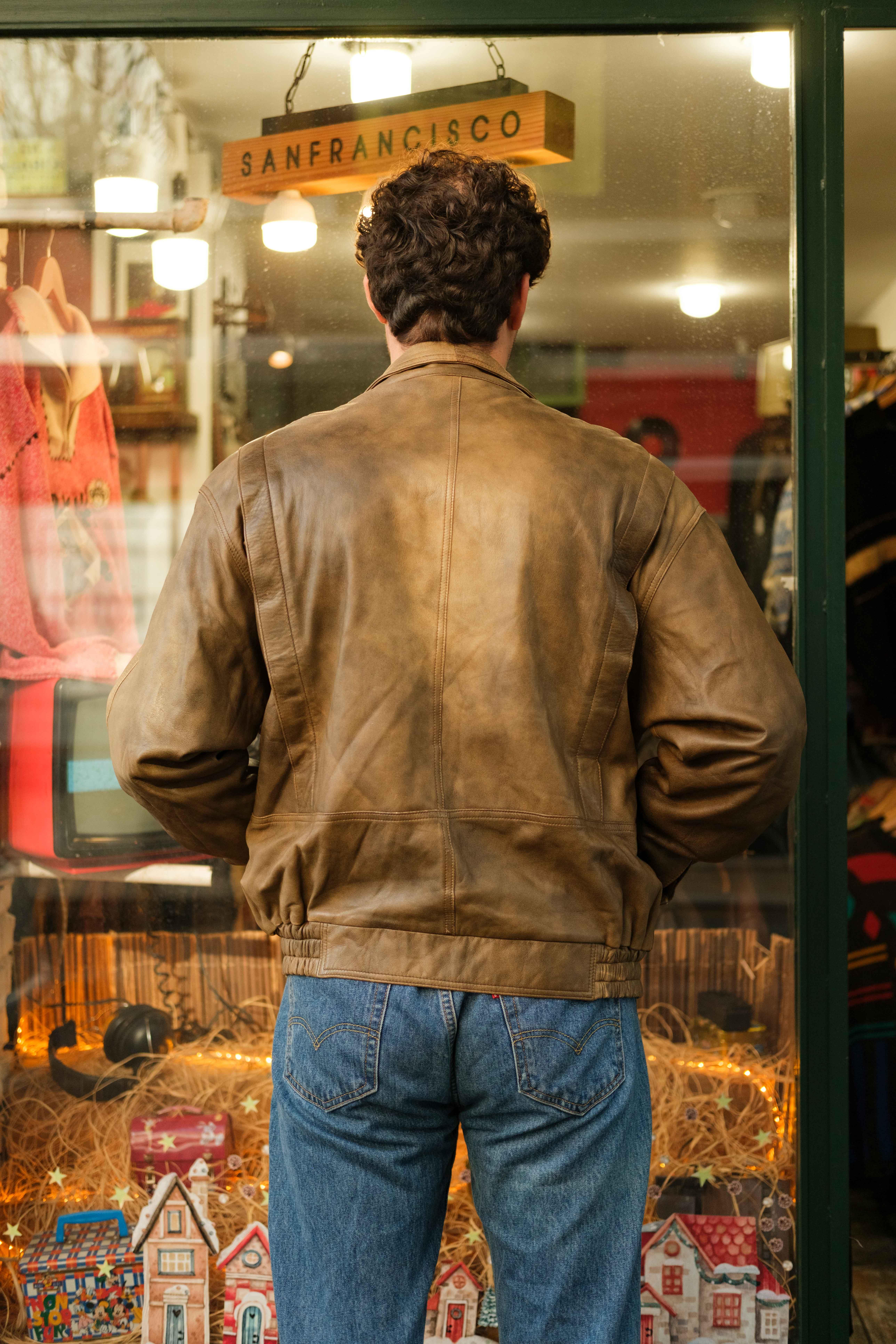 Vintage Bomber Unisex Deri Ceket