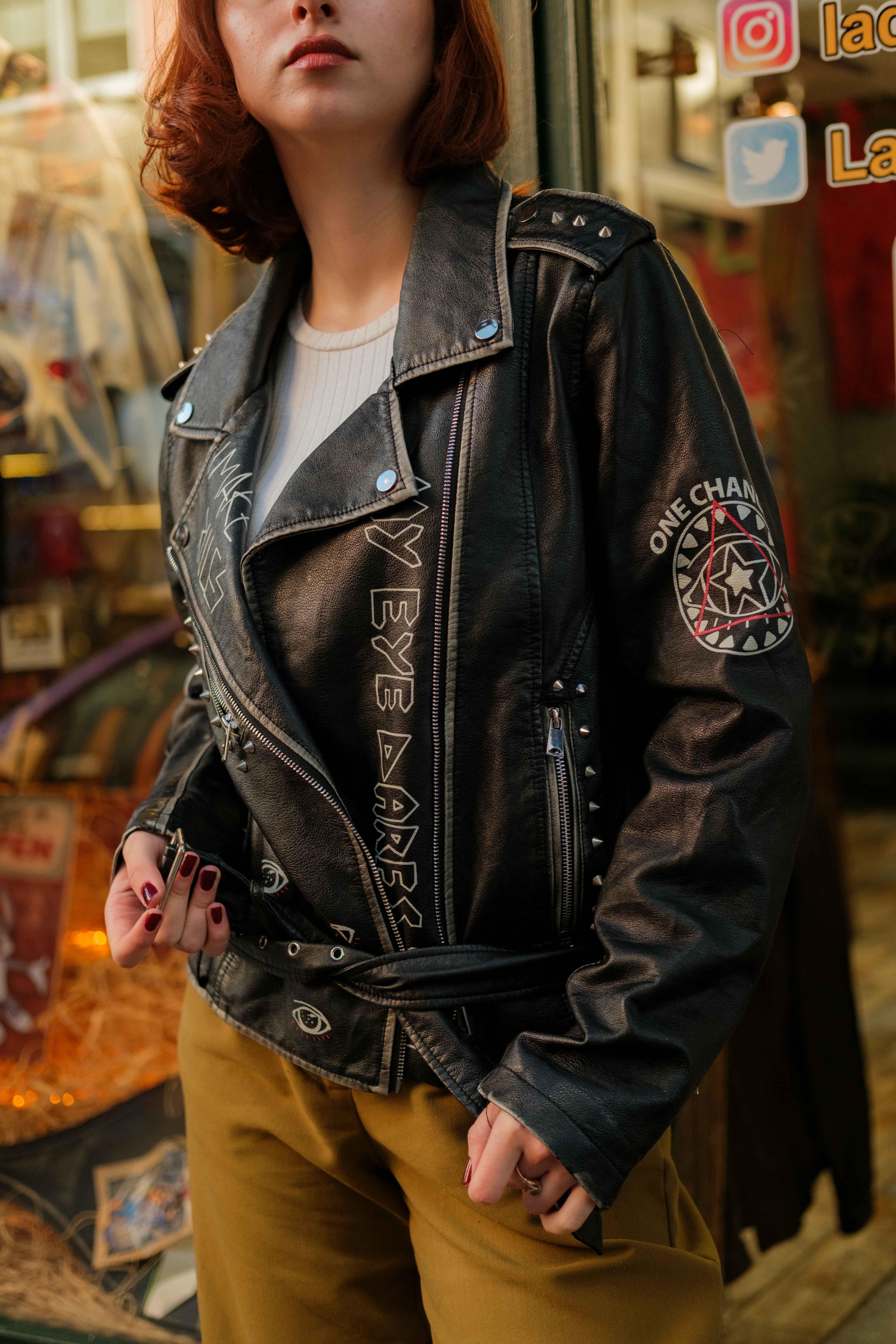 Vintage PULL&BEAR Tasarım Biker Deri Ceket