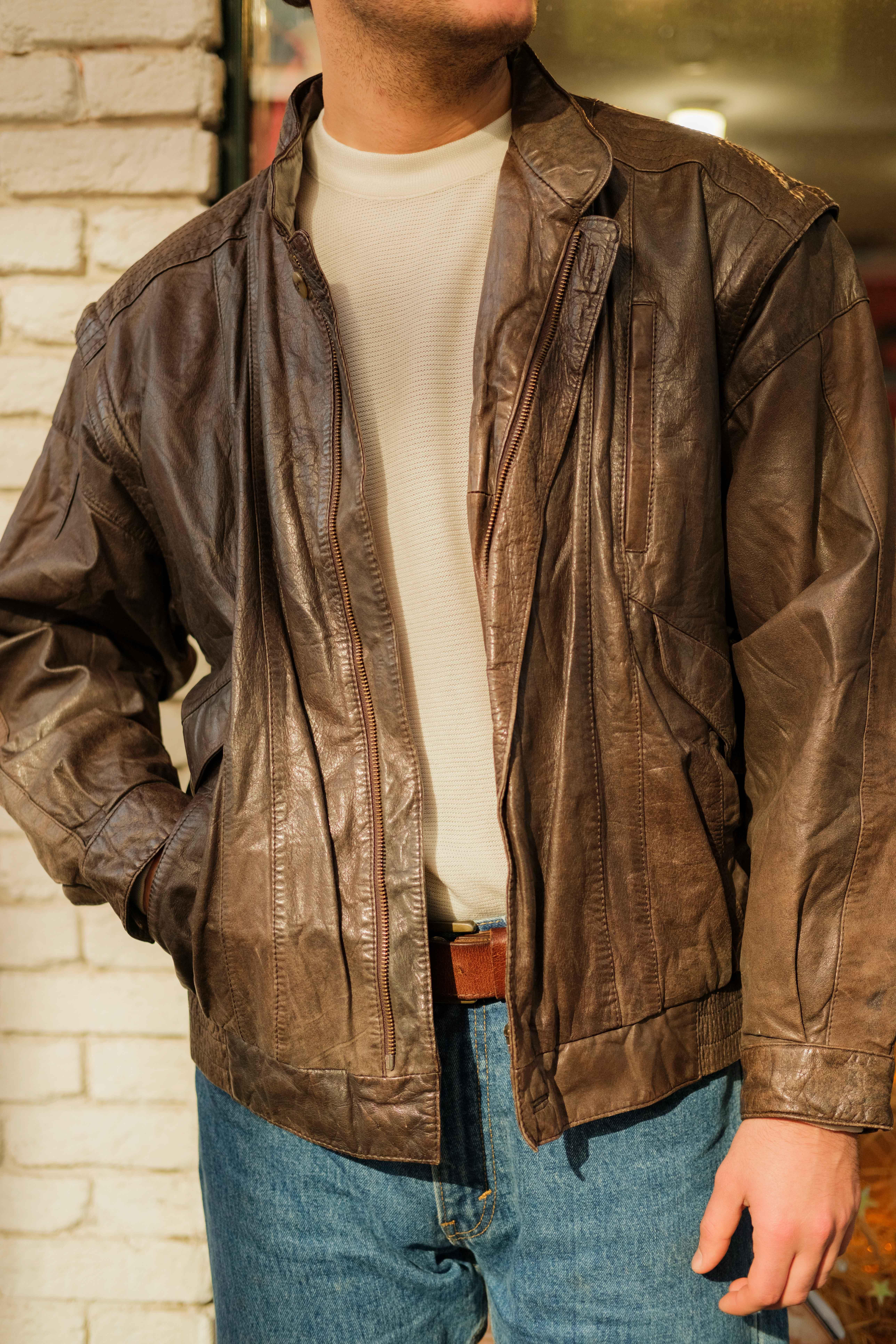 Vintage Trapper Bomber Unisex Deri Ceket