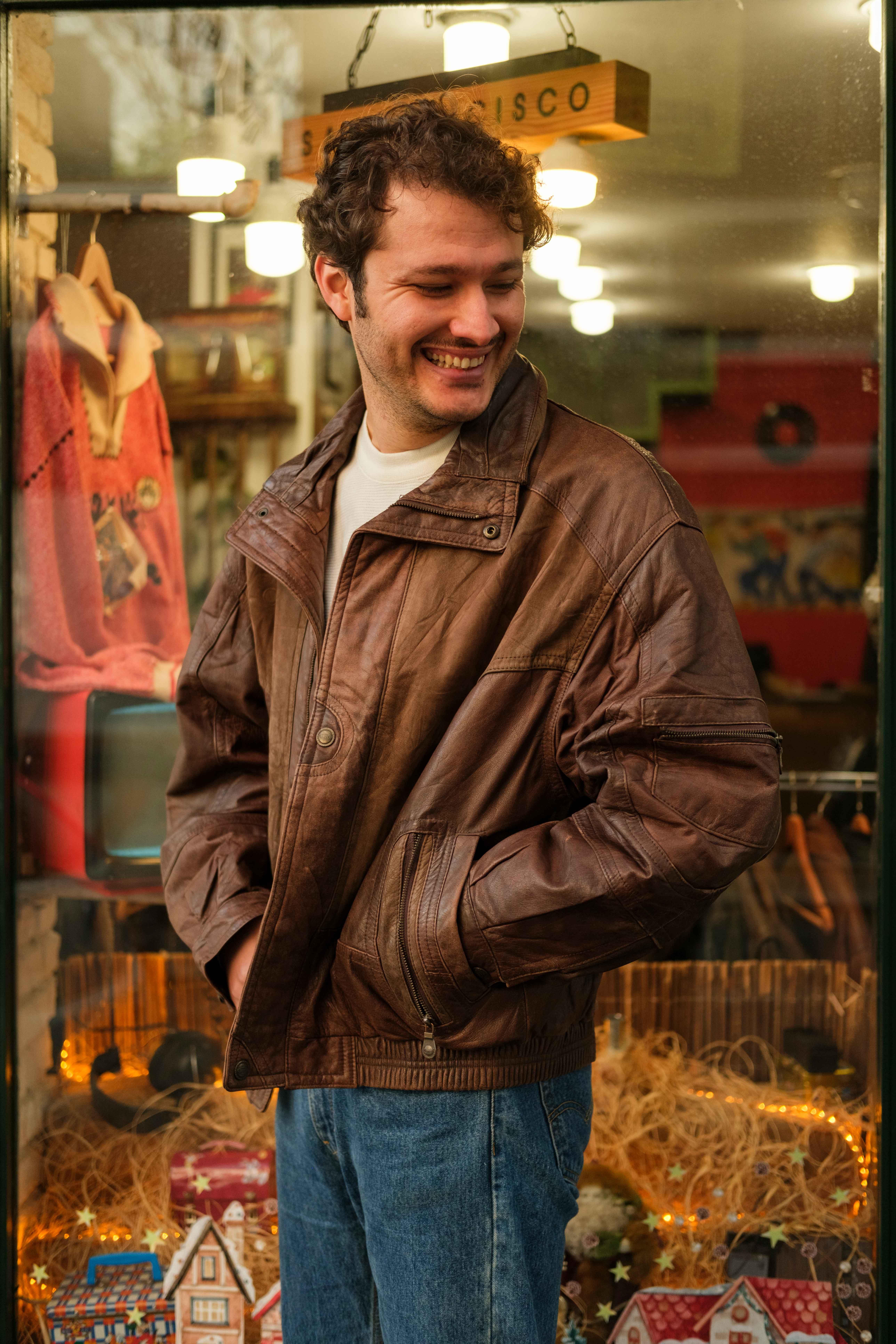 Vintage TRAPPER Kahve Unisex Deri Ceket