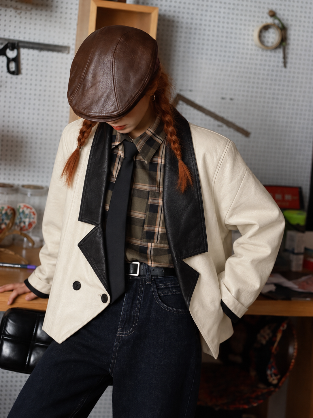 White&Black 1990s Blazer Deri Ceket