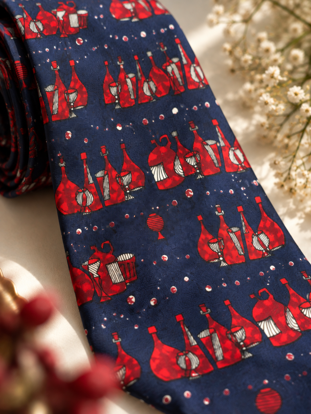 Wine Red Print Kravat